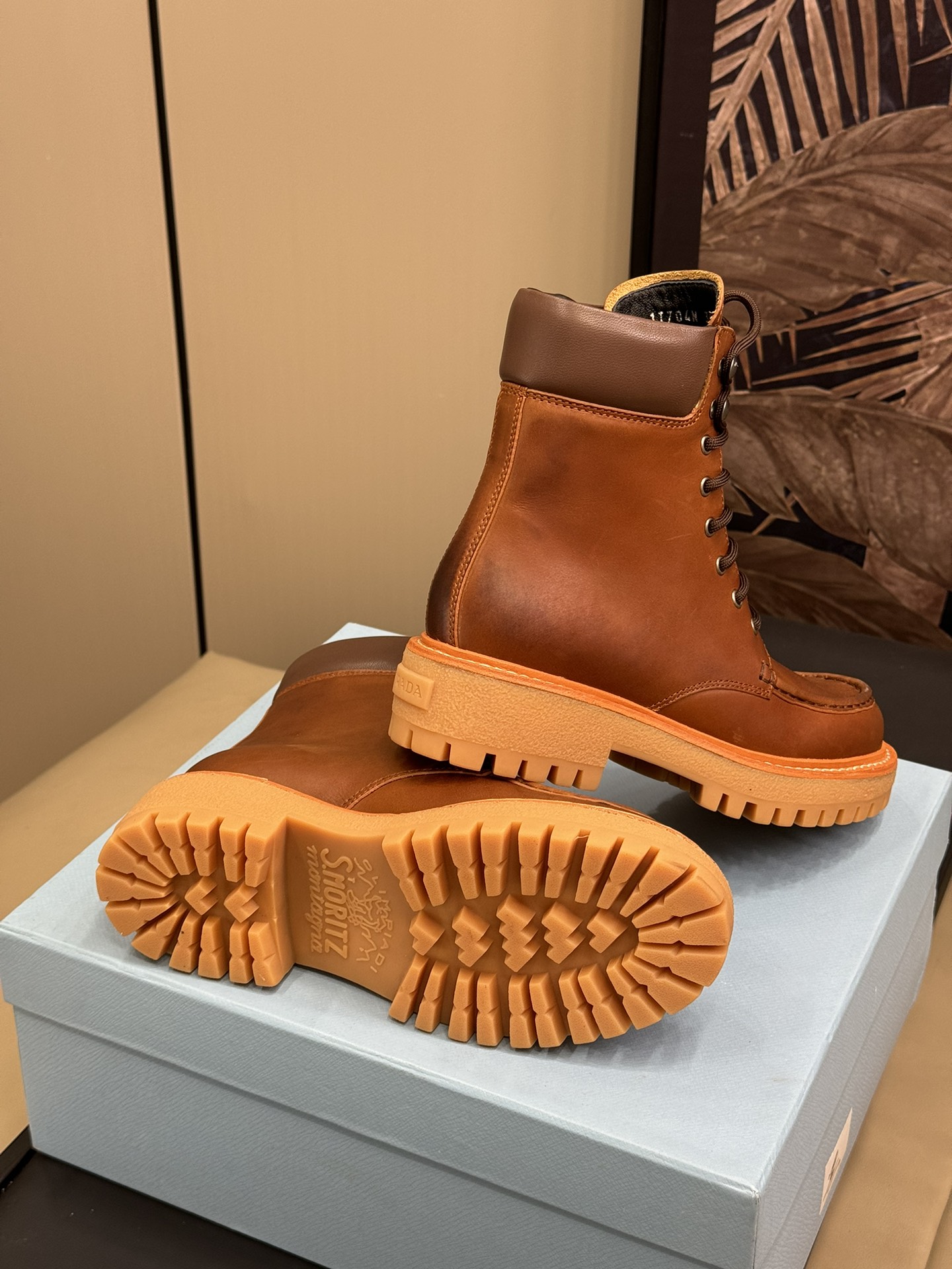 Bagsaaa Pra*a Leather lace-up boots brown