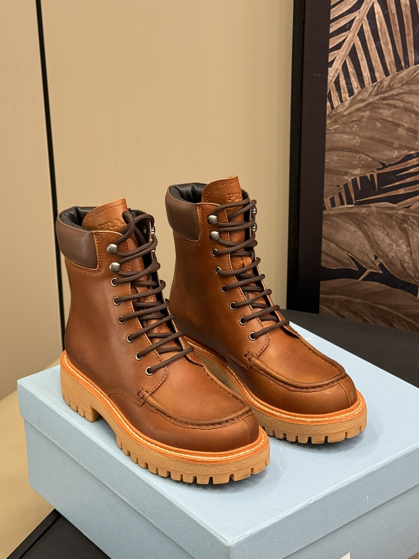 Bagsaaa Pra*a Leather lace-up boots brown