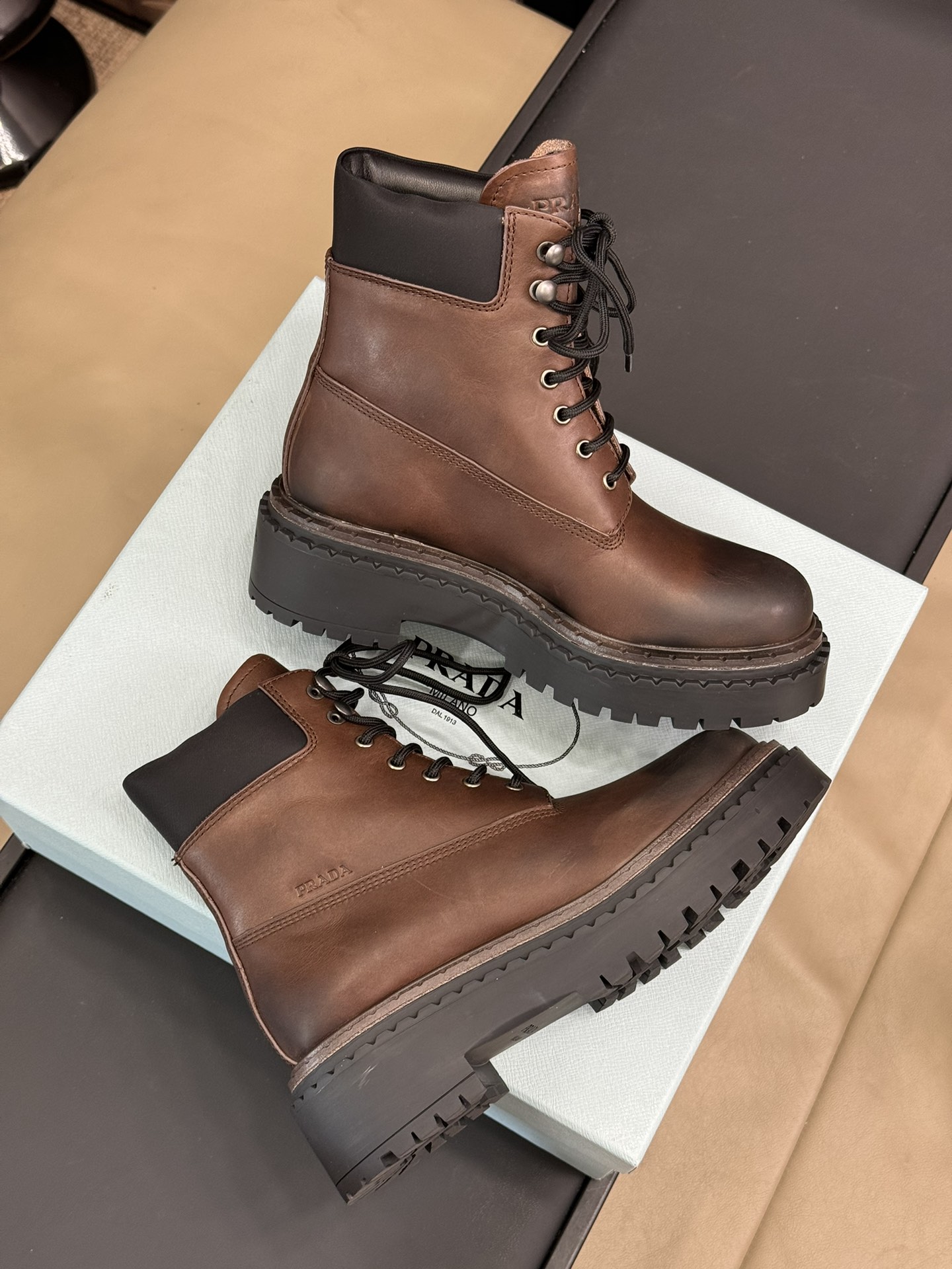 Bagsaaa Pra*a Leather and Re-Nylon booties
