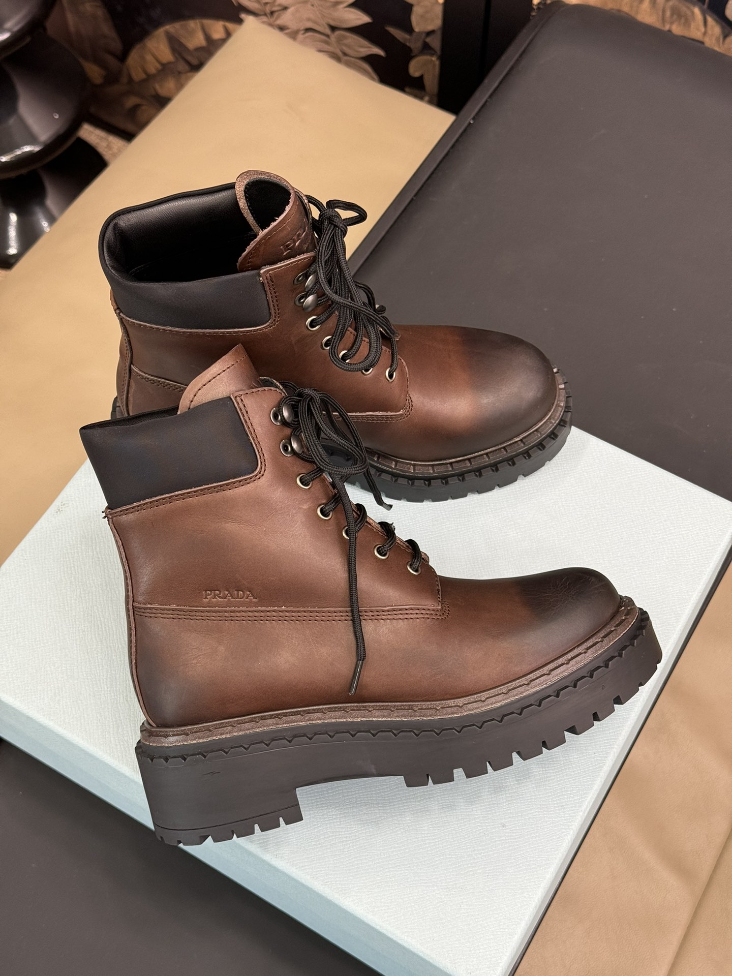 Bagsaaa Pra*a Leather and Re-Nylon booties