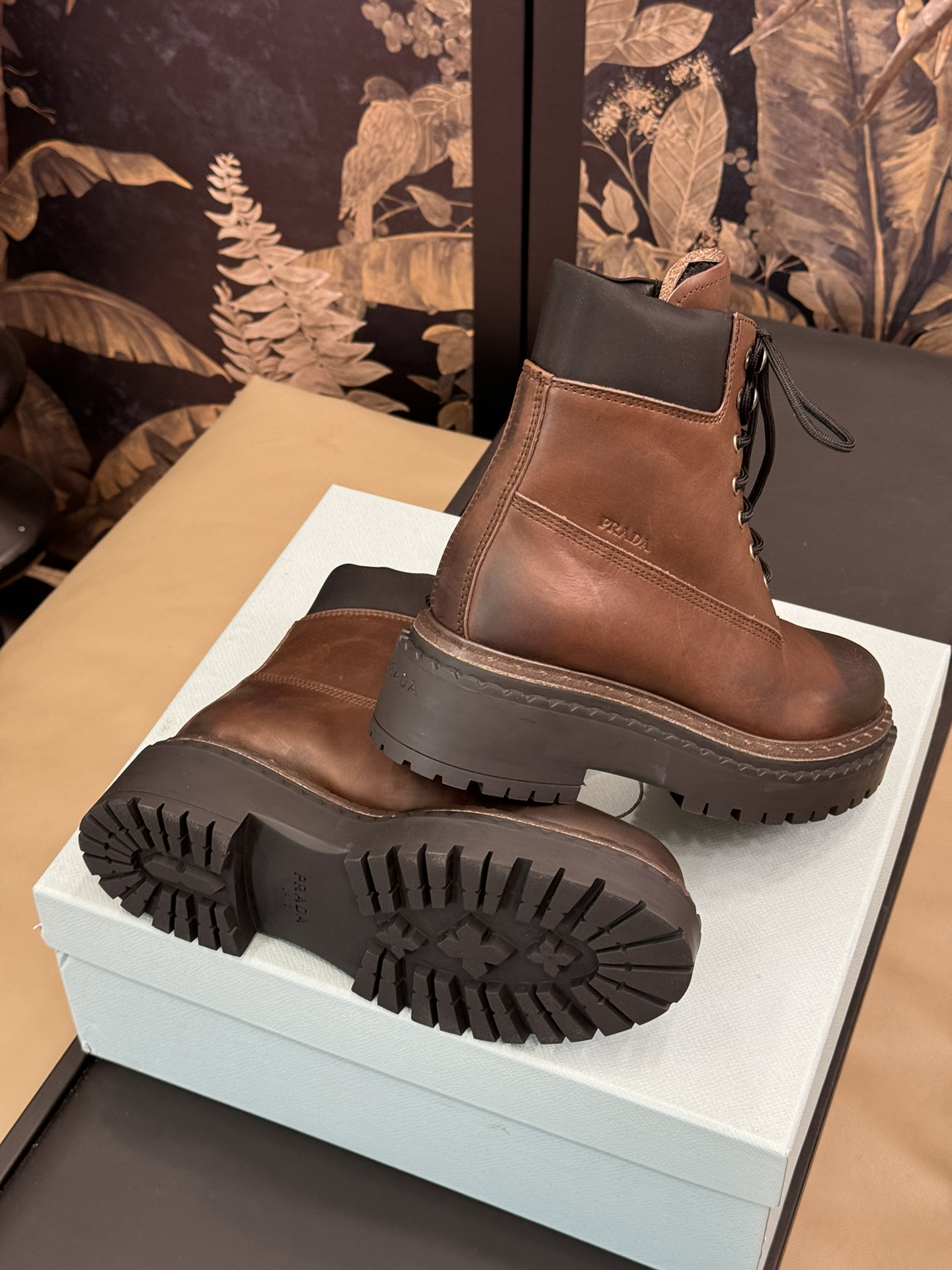 Bagsaaa Pra*a Leather and Re-Nylon booties