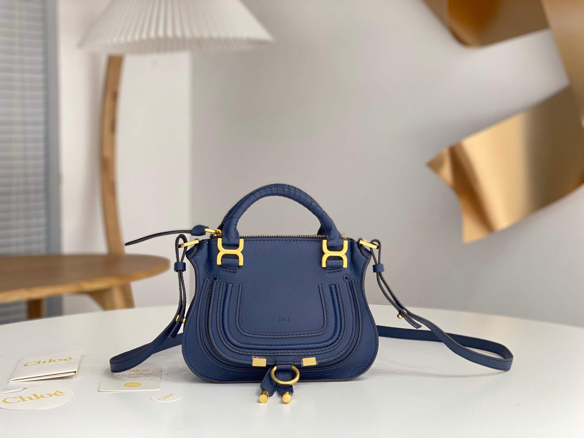 Bagsaaa Chloe Marcie mini double carry bag blue - 21*16*8cm