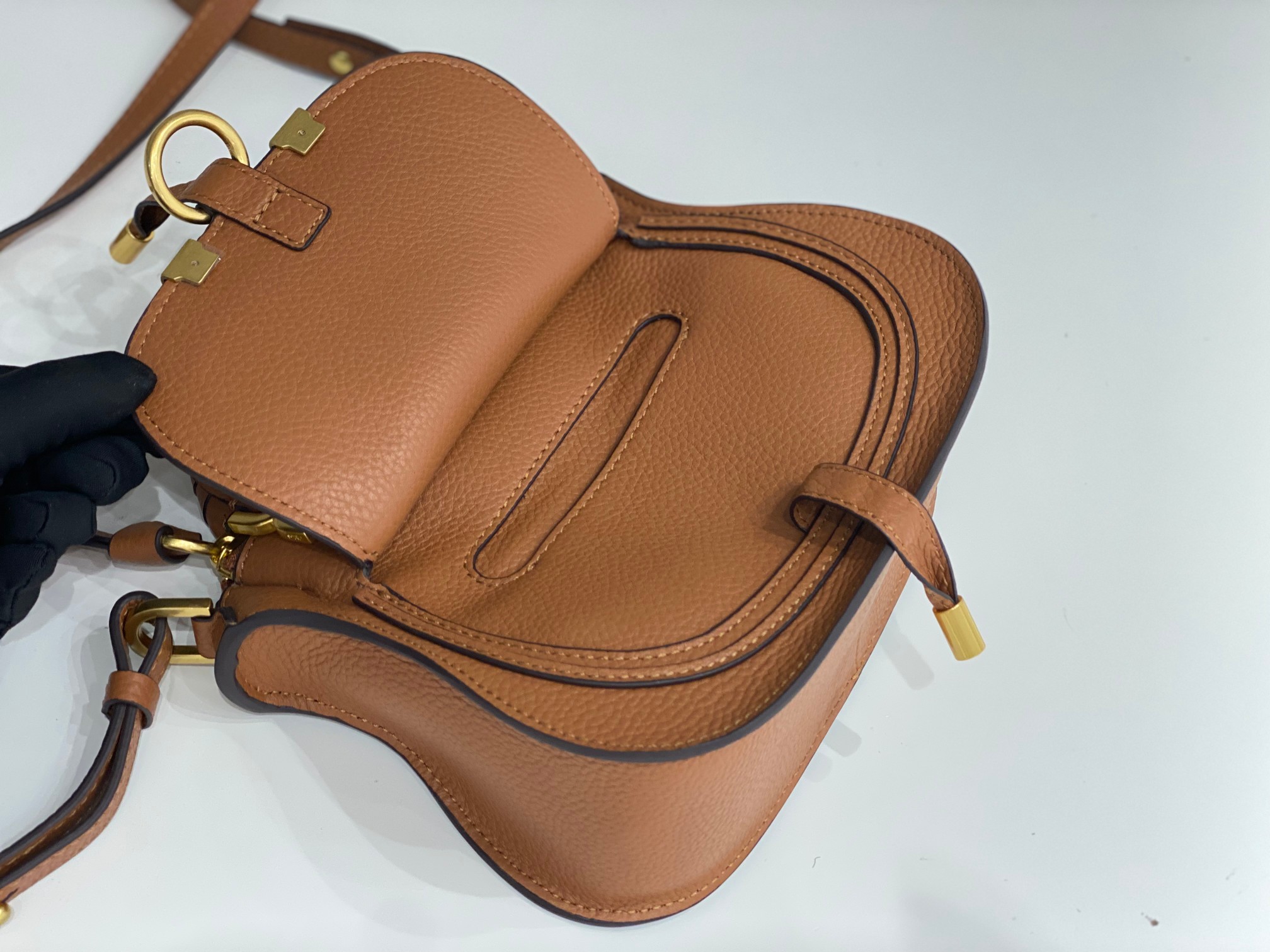 Bagsaaa Chloe Marcie mini double carry bag brown - 21*16*8cm