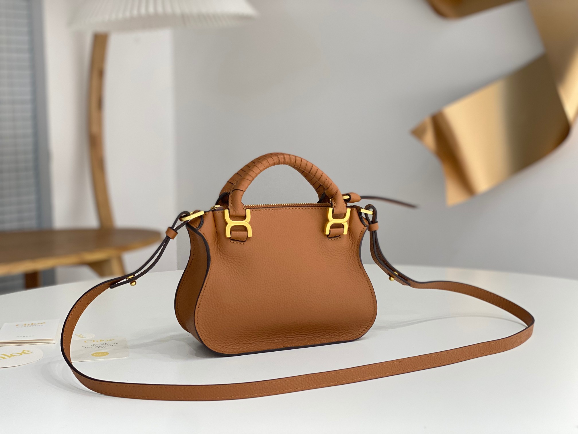 Bagsaaa Chloe Marcie mini double carry bag brown - 21*16*8cm