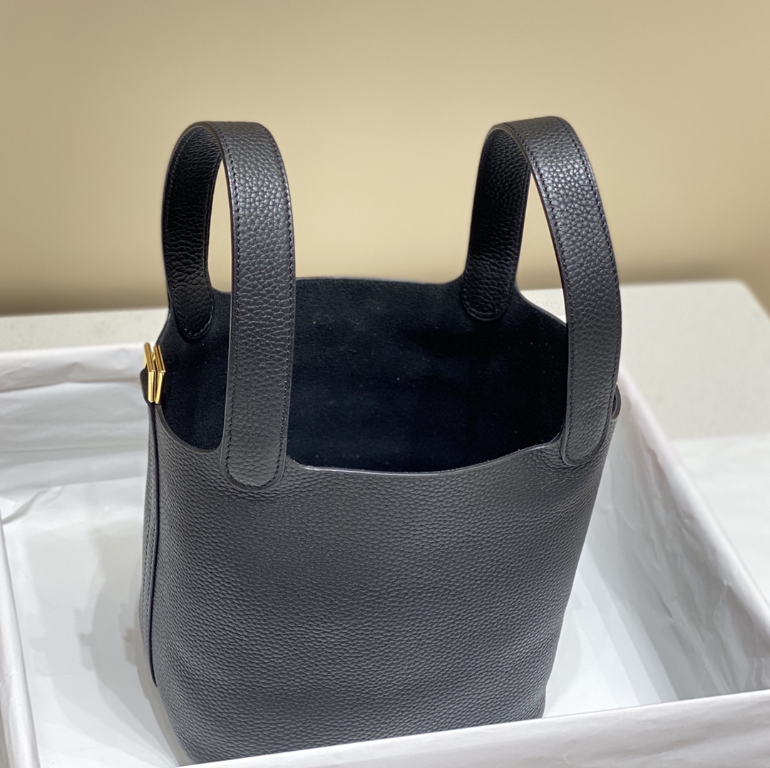 Bagsaaa H**me5 Picotin Lock 22 Black Togo & Gold