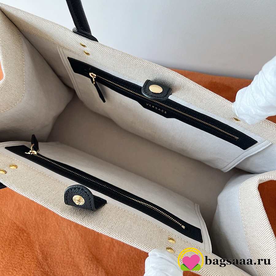 Bagsaaa Versace La Medusa Canvas Large Tote Bag Beige - 40x16x29cm