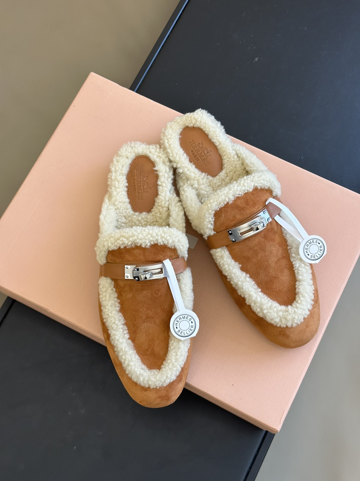 Bagsaaa H**me5 Oz Mule Brown Suede And Shearling