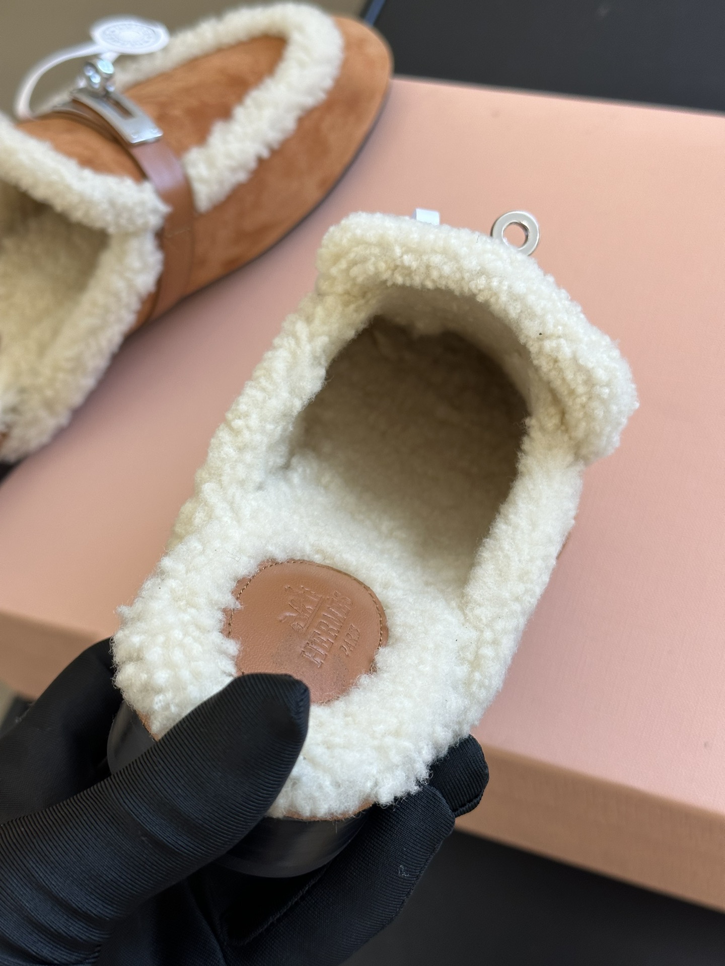 Bagsaaa H**me5 Oz Mule Brown Suede And Shearling