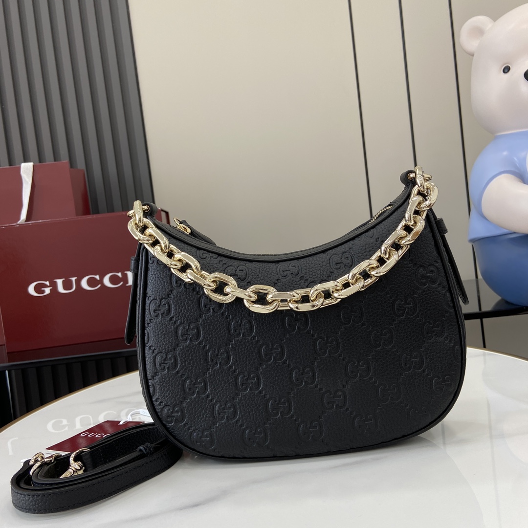 Bagsaaa Gvc*1 GG Emblem Small Shoulder Bag ‎815409 Black - 25x20x5cm