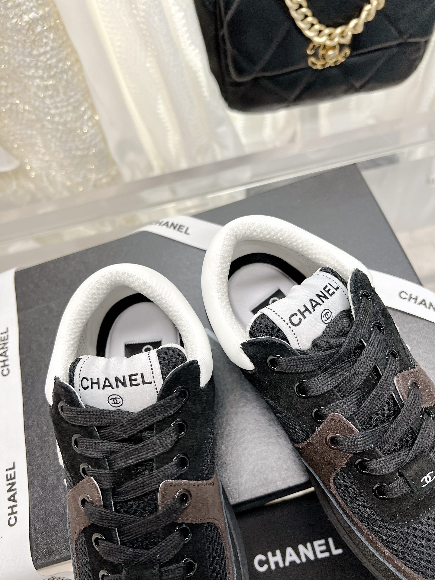 Bagsaaa Ch**el Sneakers Black&White Mesh&Calfskin G38299