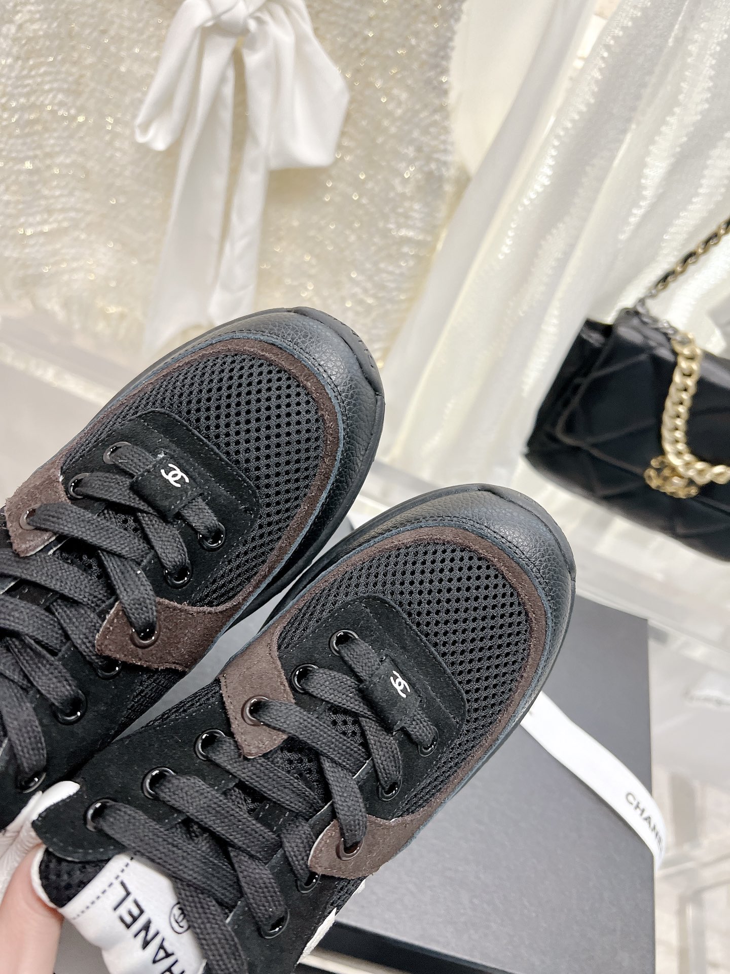 Bagsaaa Ch**el Sneakers Black&White Mesh&Calfskin G38299