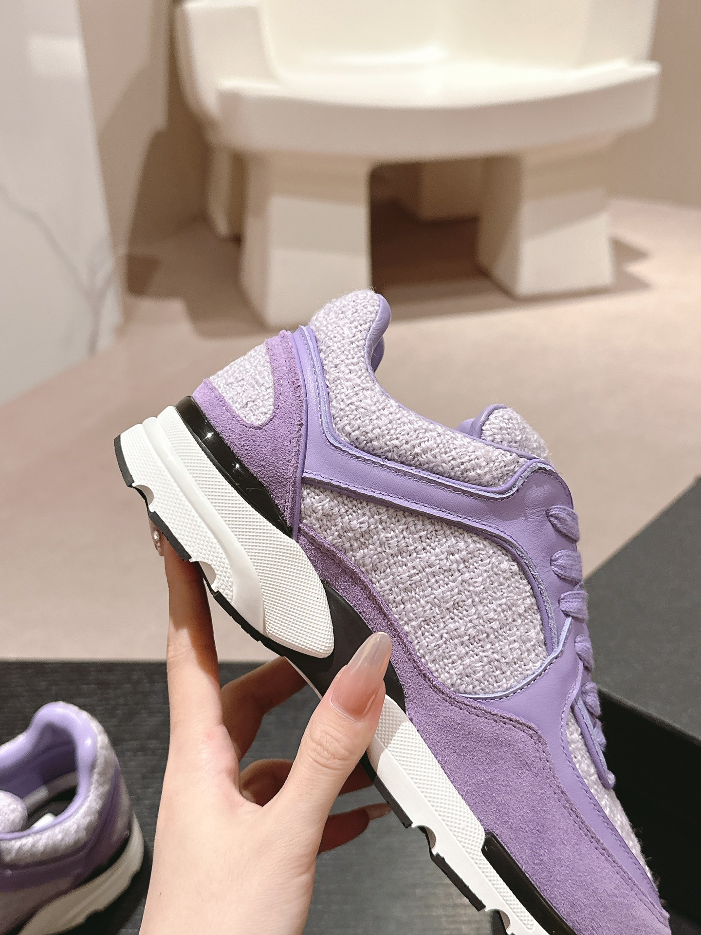 Bagsaaa Ch**el Sneakers Lilac & Purple Wool Tweed G39066