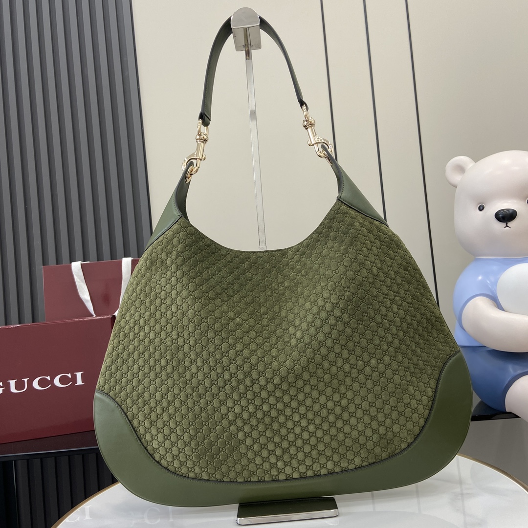 Bagsaaa Gvc*1 B large shoulder bag 815924 dark green suede - 49 x 46 x 4cm