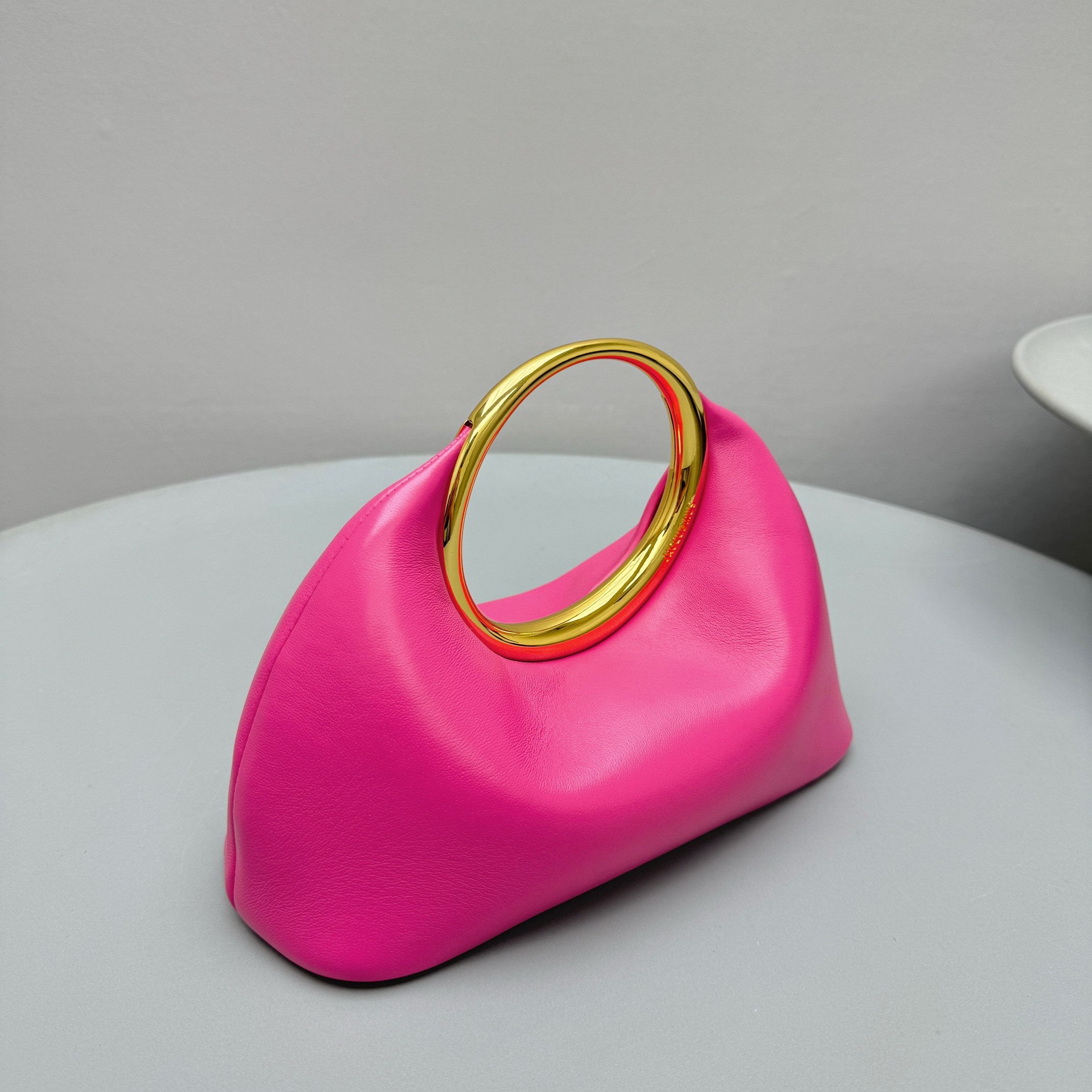 Bagsaaa Jacquemus The small Calino Mini ring handbag pink - 22.5*16.5*8.5 cm