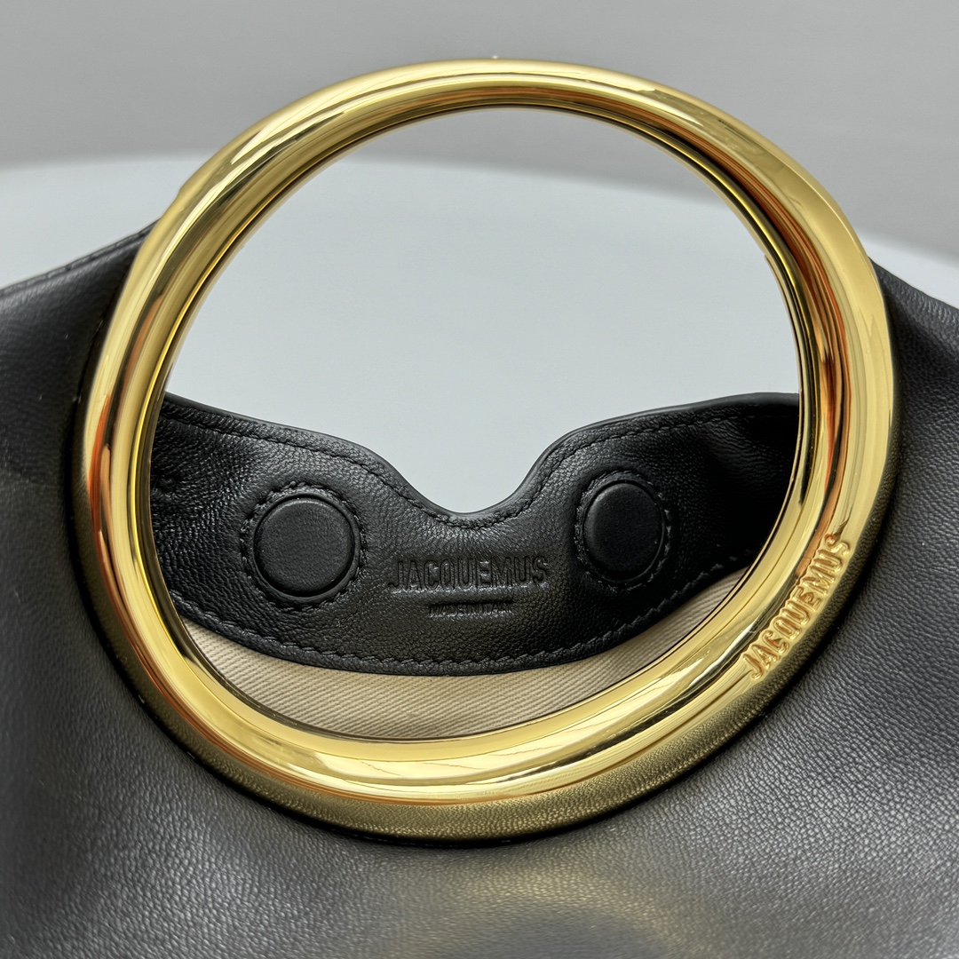 Bagsaaa Jacquemus The small Calino Mini ring handbag black - 22.5*16.5*8.5 cm