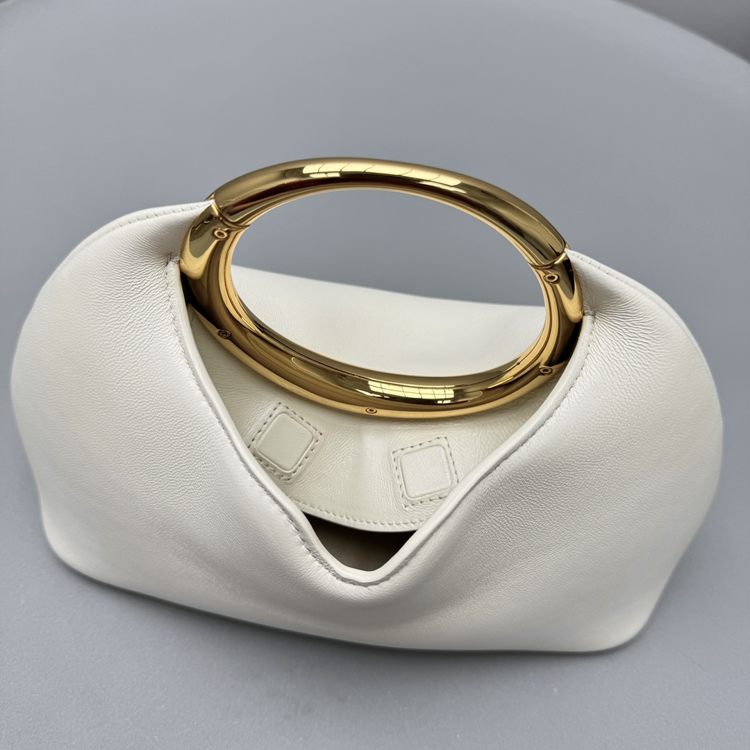 Bagsaaa Jacquemus The small Calino Mini ring handbag light ivory - 22.5*16.5*8.5 cm