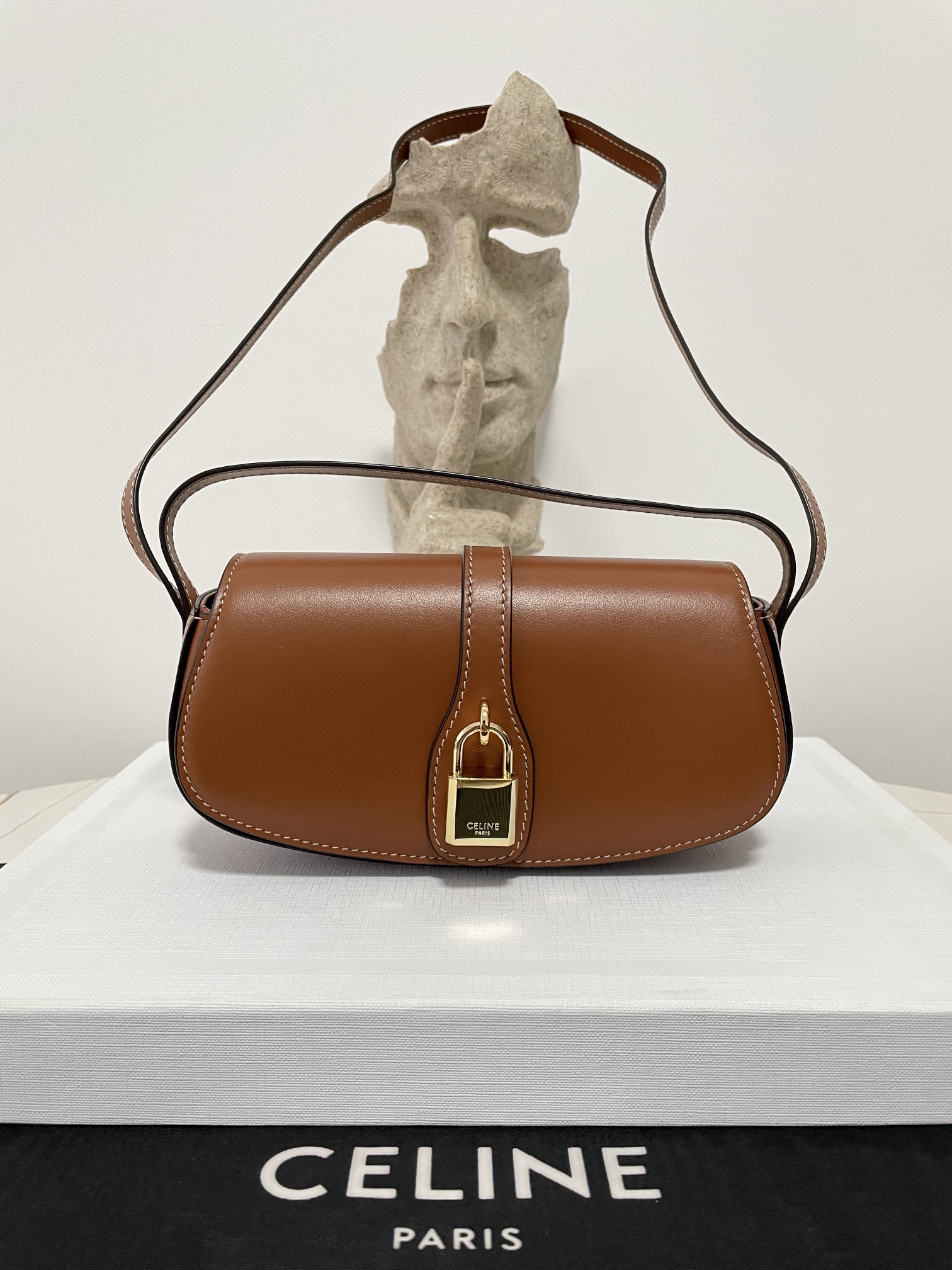 Bagsaaa Ce1i*e Clutch On Strap Tabou In Smooth calfskin Brown - 18.5 x 9.5 x 5 CM