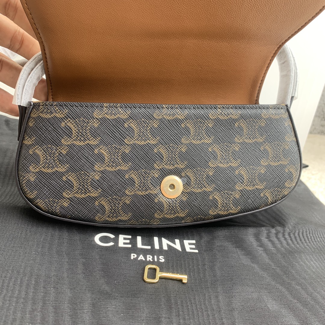 Bagsaaa Ce1i*e Clutch On Strap Tabou In Triomphe Canvas and Calfskin Black - 18.5 x 9.5 x 5 CM