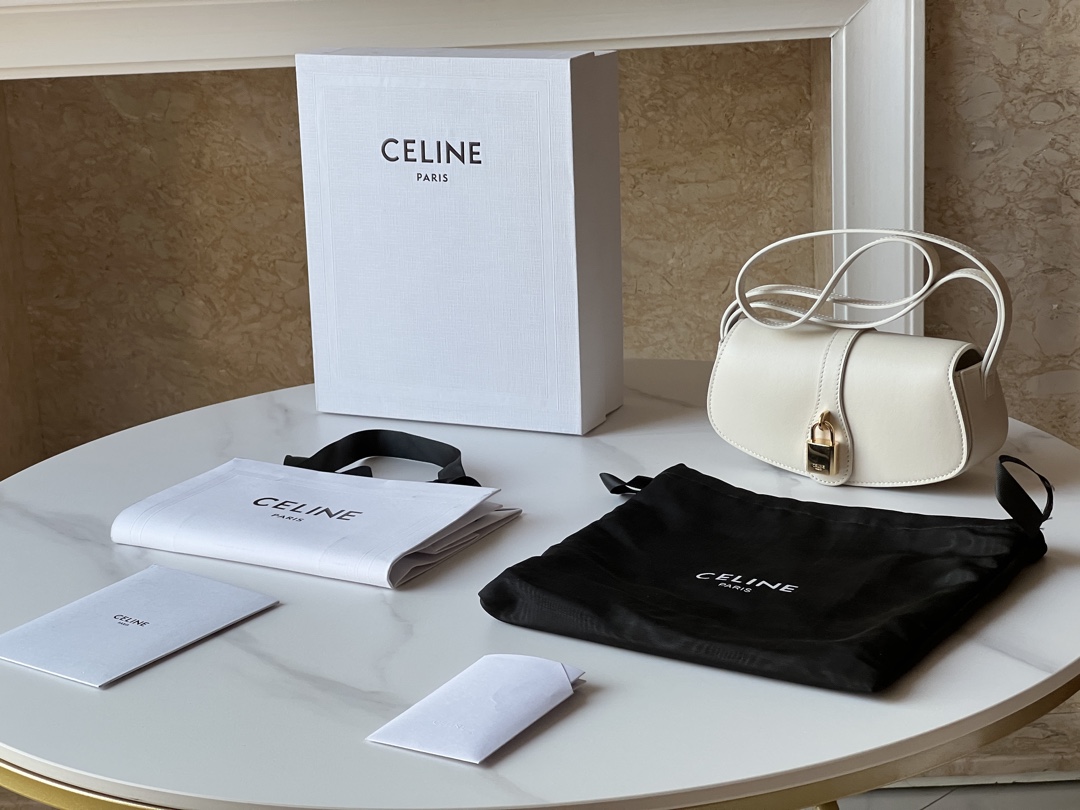 Bagsaaa Ce1i*e Clutch On Strap Tabou In Smooth Calfskin Light Beige - 18.5 x 9.5 x 5 CM