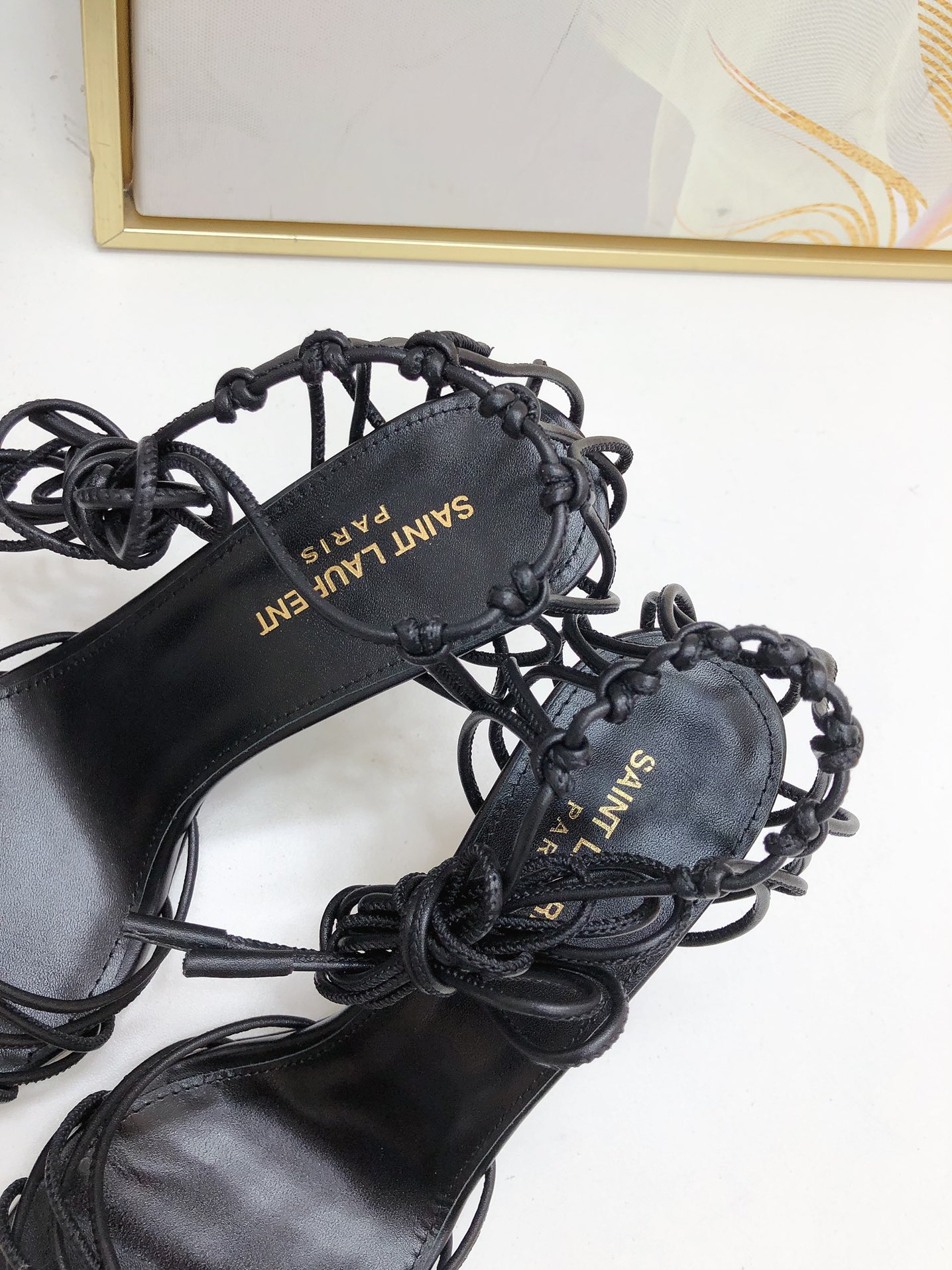 Bagsaaa Y51 Babylone Sandals In Smooth Leather Black 9cm
