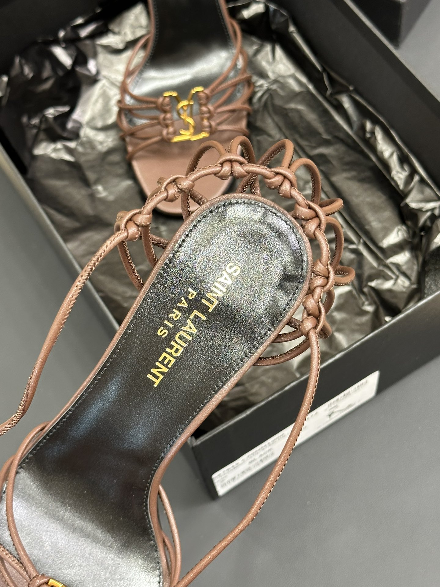 Bagsaaa Y51 Babylone Sandals In Smooth Leather Brown 9cm