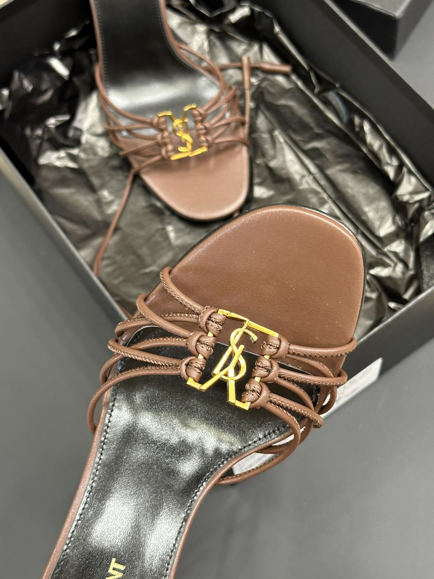 Bagsaaa Y51 Babylone Sandals In Smooth Leather Brown 9cm