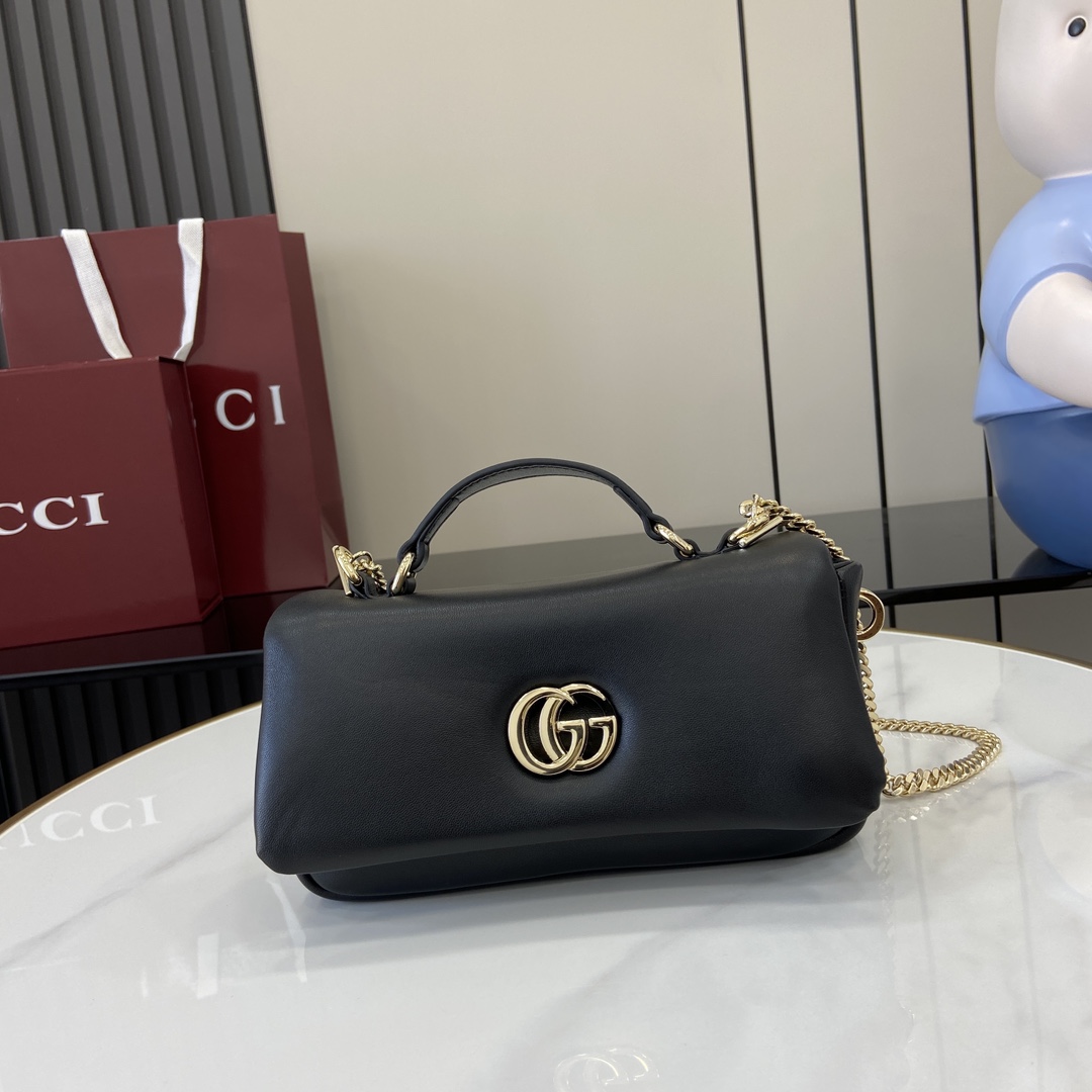 Bagsaaa Gvc*1 GG Milano Mini Top Handle Bag 806017 Black Leather - 21 x 12.5 x 4.5cm