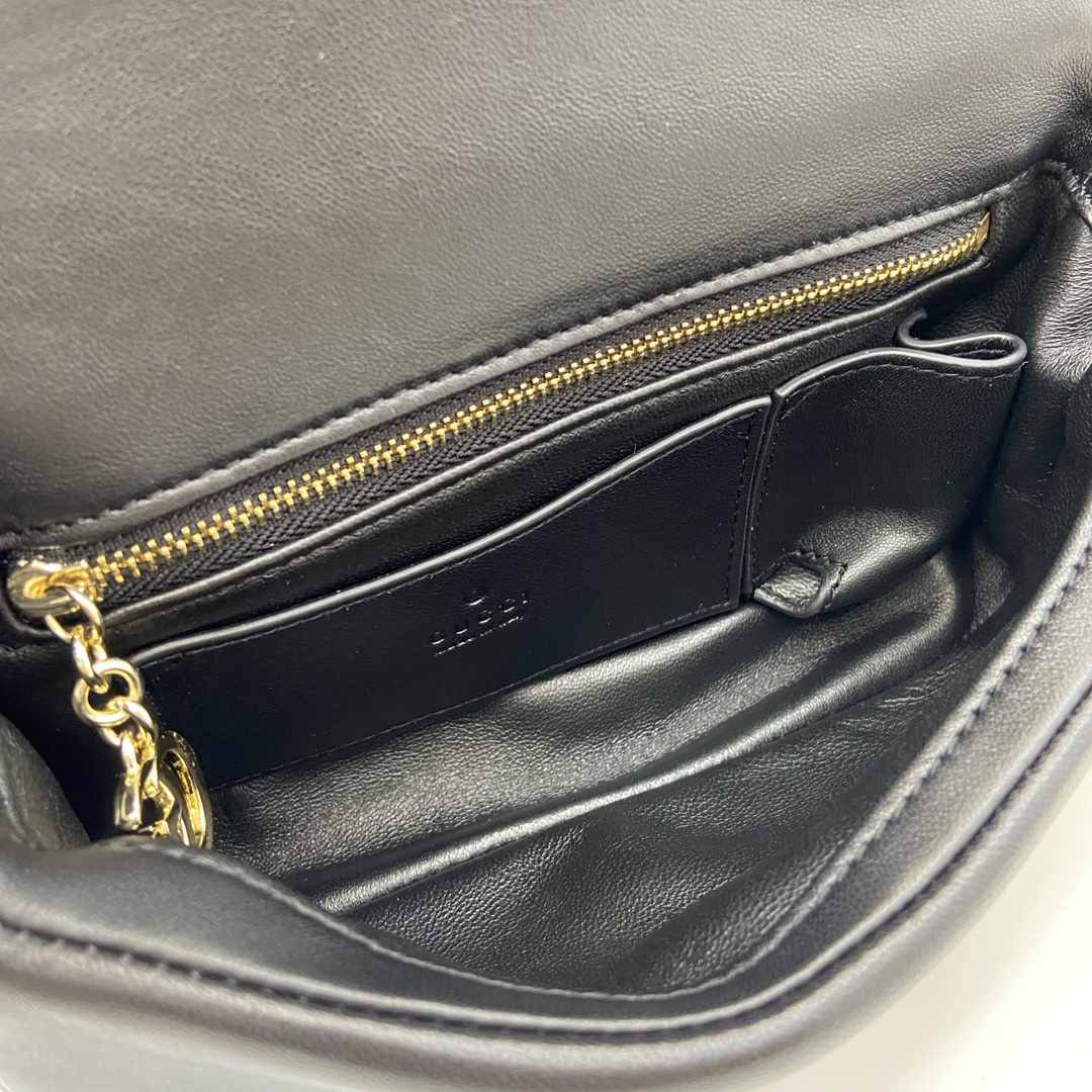 Bagsaaa Gvc*1 GG Milano Mini Top Handle Bag 806017 Black Leather - 21 x 12.5 x 4.5cm
