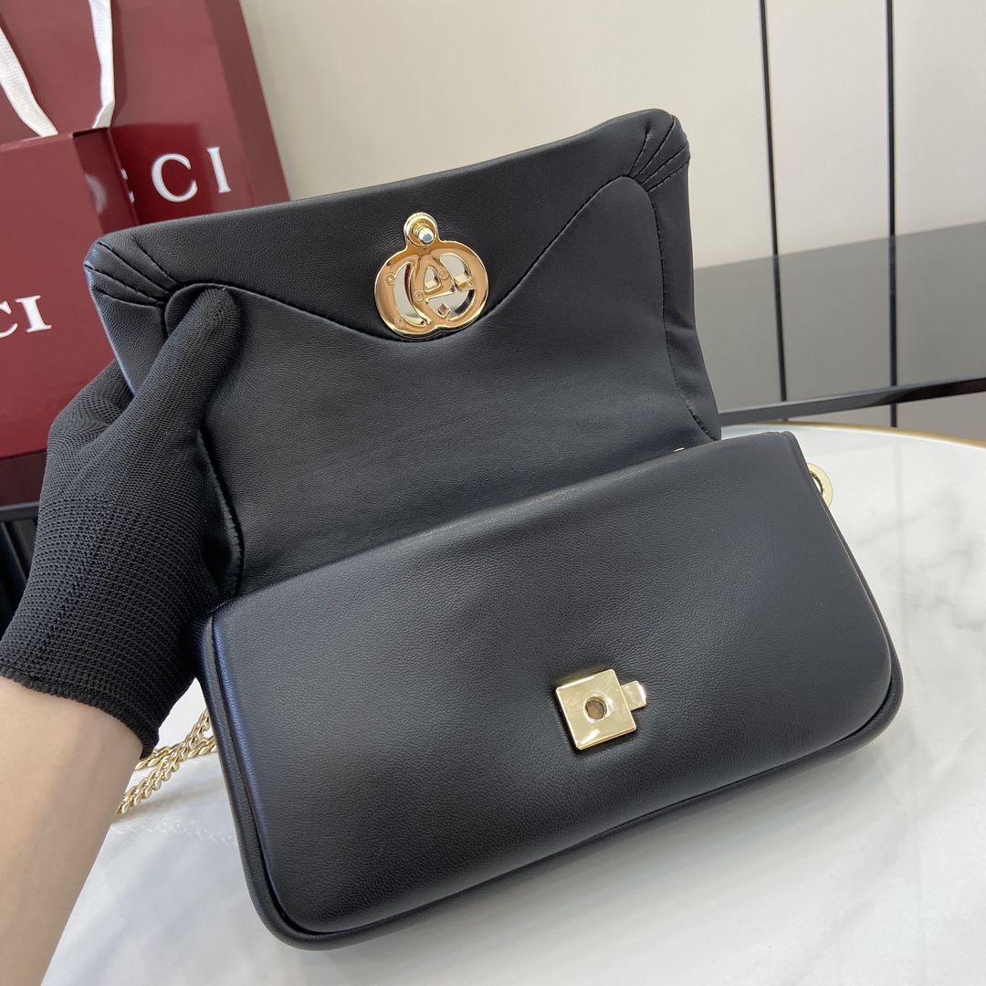 Bagsaaa Gvc*1 GG Milano Mini Top Handle Bag 806017 Black Leather - 21 x 12.5 x 4.5cm