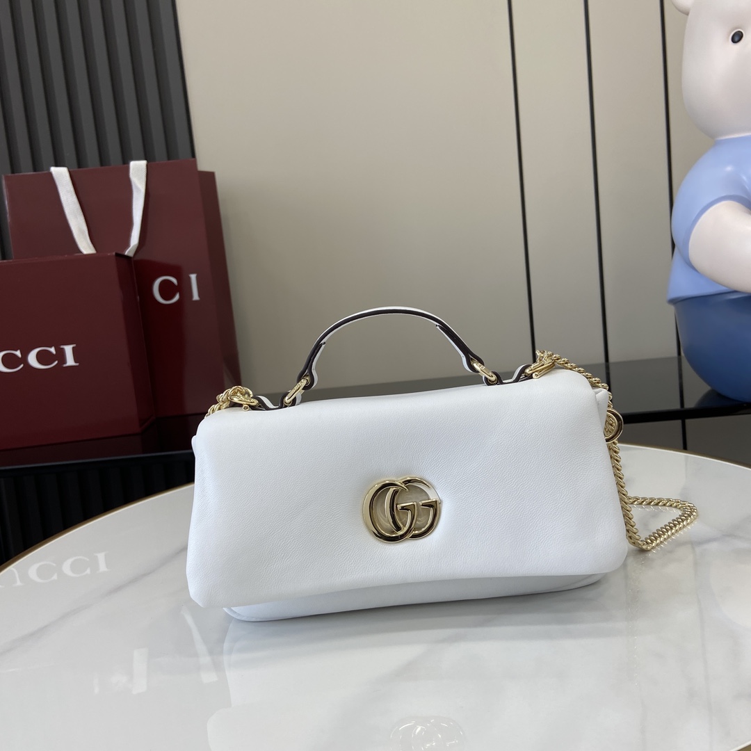 Bagsaaa Gvc*1 GG Milano Mini Top Handle Bag 806017 White Leather - 21 x 12.5 x 4.5cm