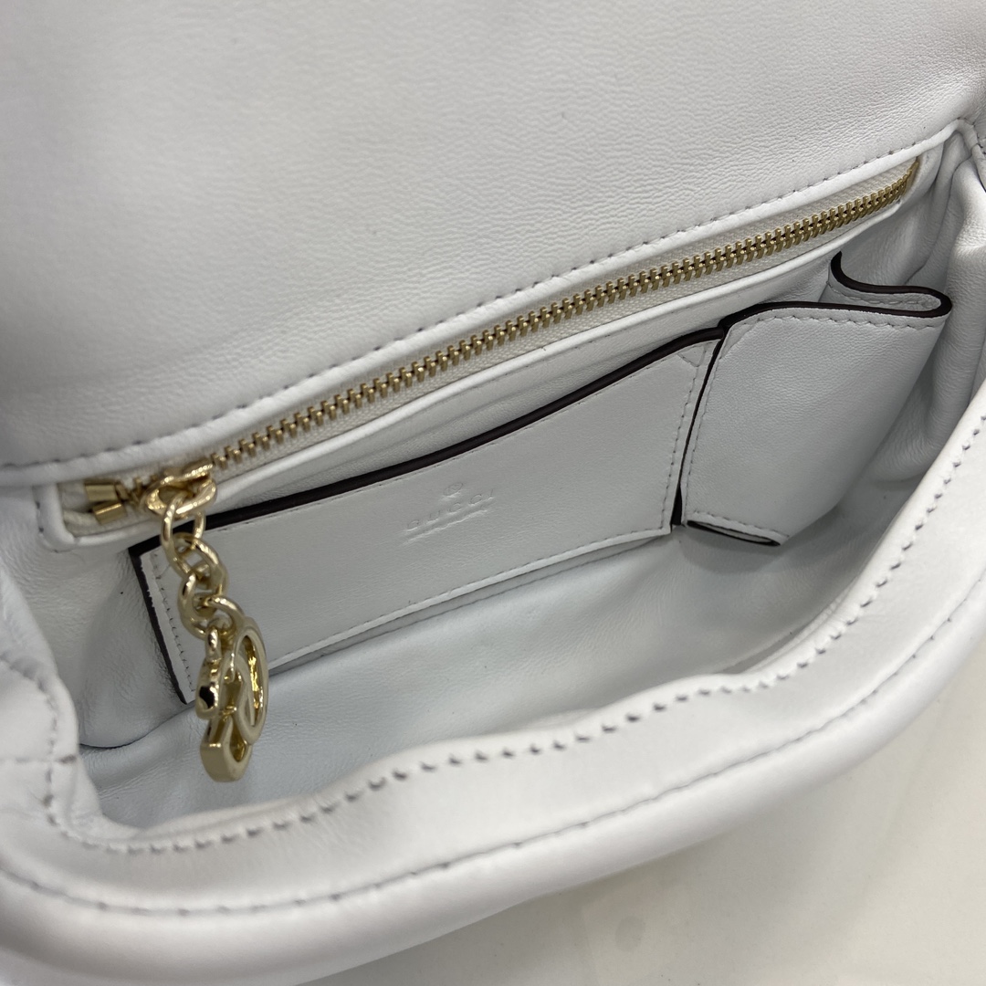 Bagsaaa Gvc*1 GG Milano Mini Top Handle Bag 806017 White Leather - 21 x 12.5 x 4.5cm