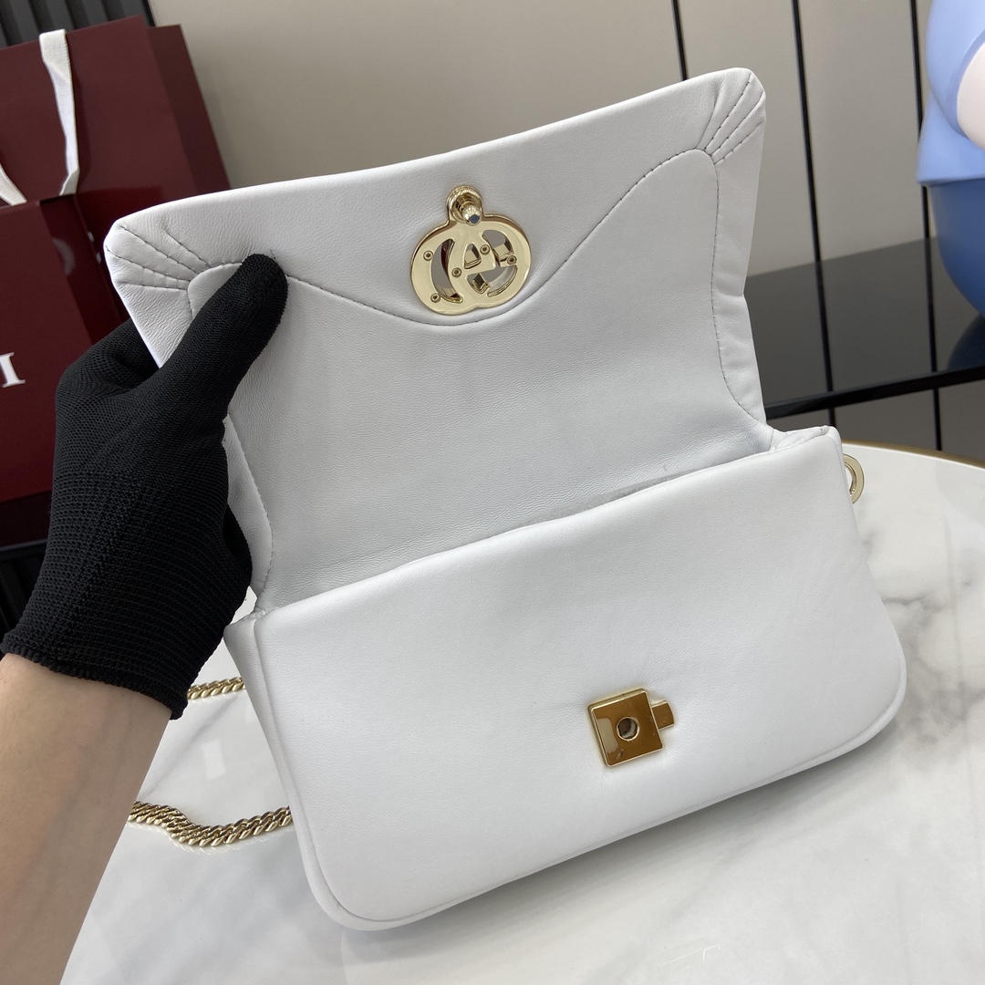 Bagsaaa Gvc*1 GG Milano Mini Top Handle Bag 806017 White Leather - 21 x 12.5 x 4.5cm