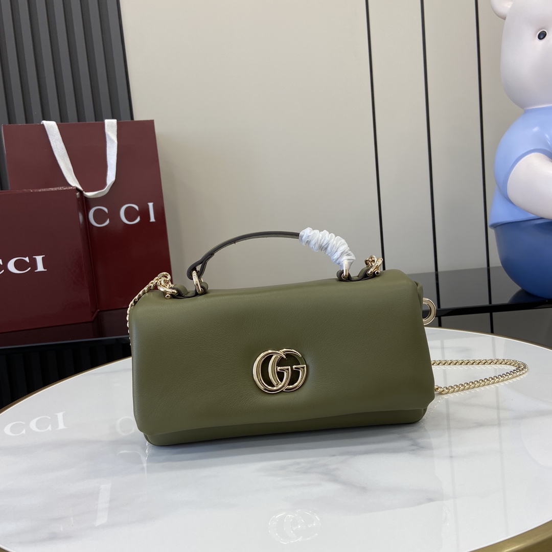 Bagsaaa Gvc*1 GG Milano Mini Top Handle Bag 806017 Olive Green - 21 x 12.5 x 4.5cm