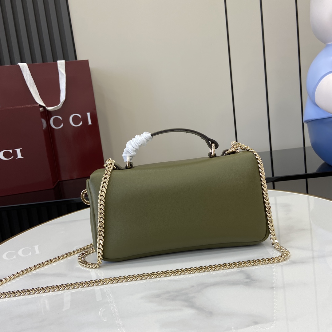 Bagsaaa Gvc*1 GG Milano Mini Top Handle Bag 806017 Olive Green - 21 x 12.5 x 4.5cm