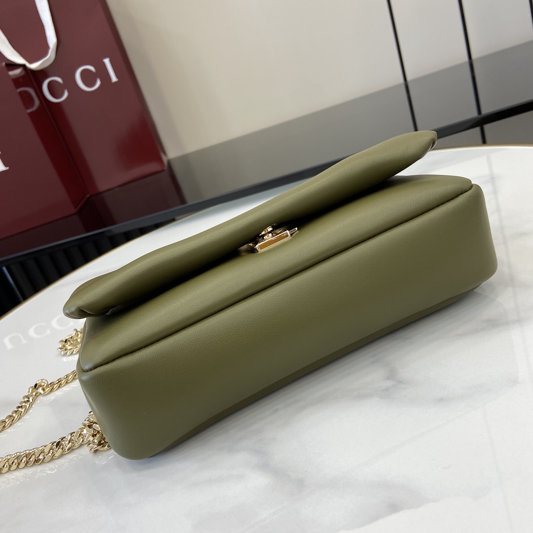Bagsaaa Gvc*1 GG Milano Mini Top Handle Bag 806017 Olive Green - 21 x 12.5 x 4.5cm