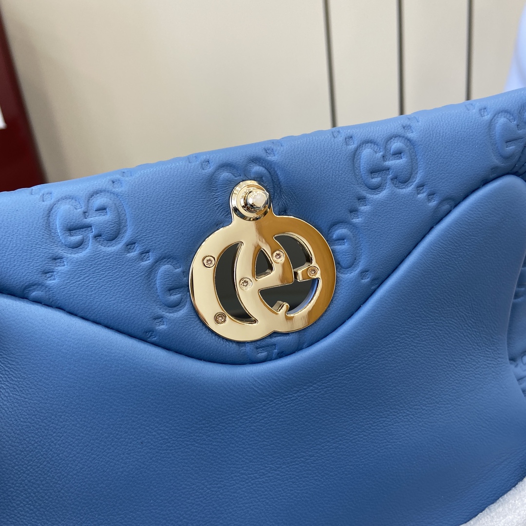 Bagsaaa Gvc*1 GG Milano Mini Top Handle Bag 806017 Blue GG - 21 x 12.5 x 4.5cm