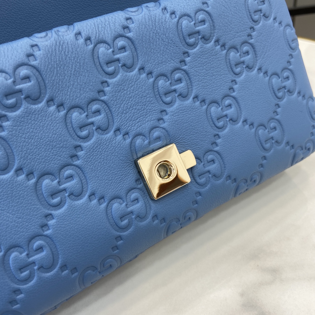 Bagsaaa Gvc*1 GG Milano Mini Top Handle Bag 806017 Blue GG - 21 x 12.5 x 4.5cm