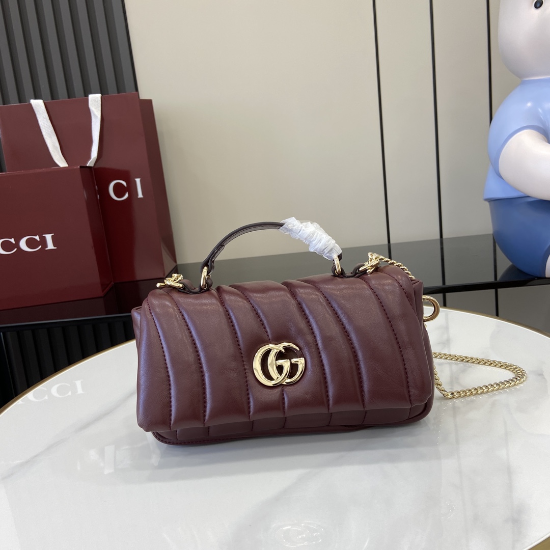 Bagsaaa Gvc*1 GG Milano Mini Top Handle Bag 806017 Red - 21 x 12.5 x 4.5cm