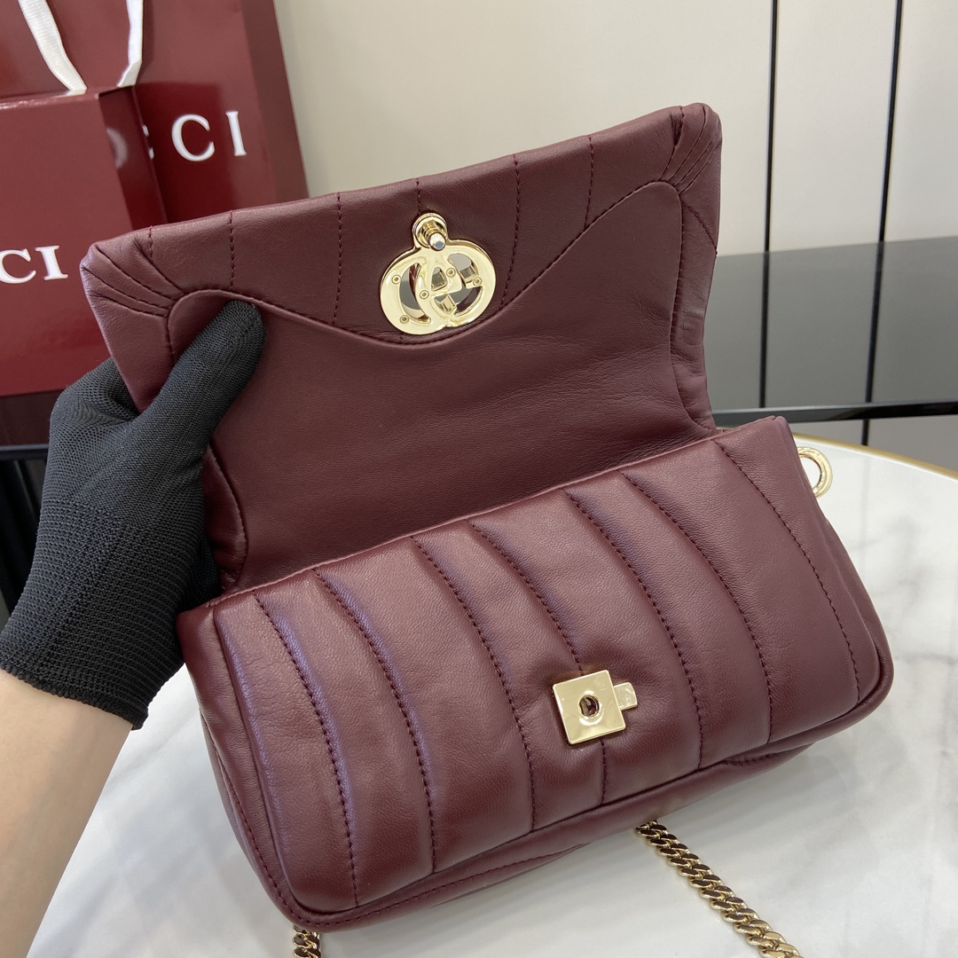 Bagsaaa Gvc*1 GG Milano Mini Top Handle Bag 806017 Red - 21 x 12.5 x 4.5cm