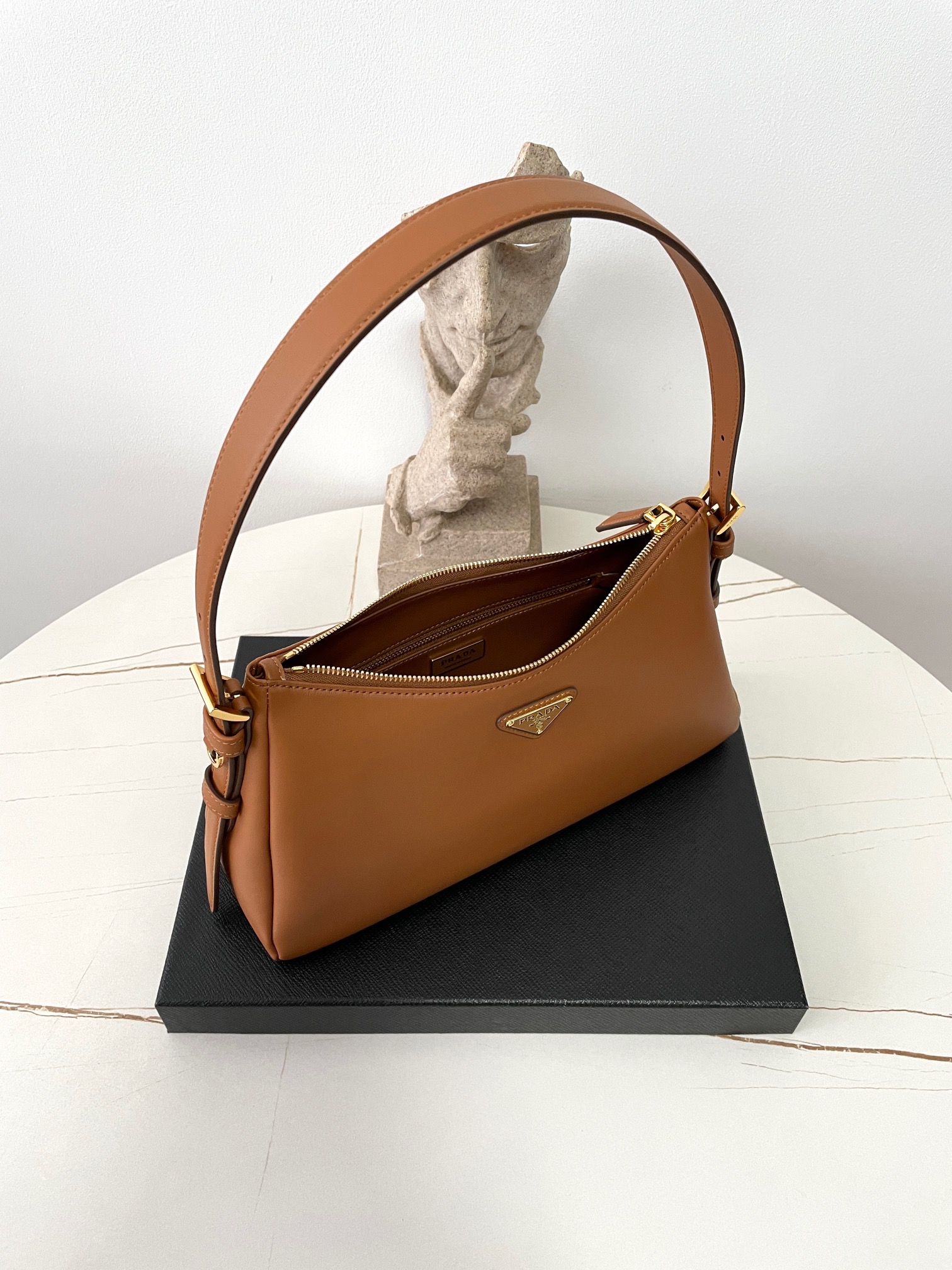 Bagsaaa Pra*a Aimée medium leather shoulder bag brown - 31*18*10cm