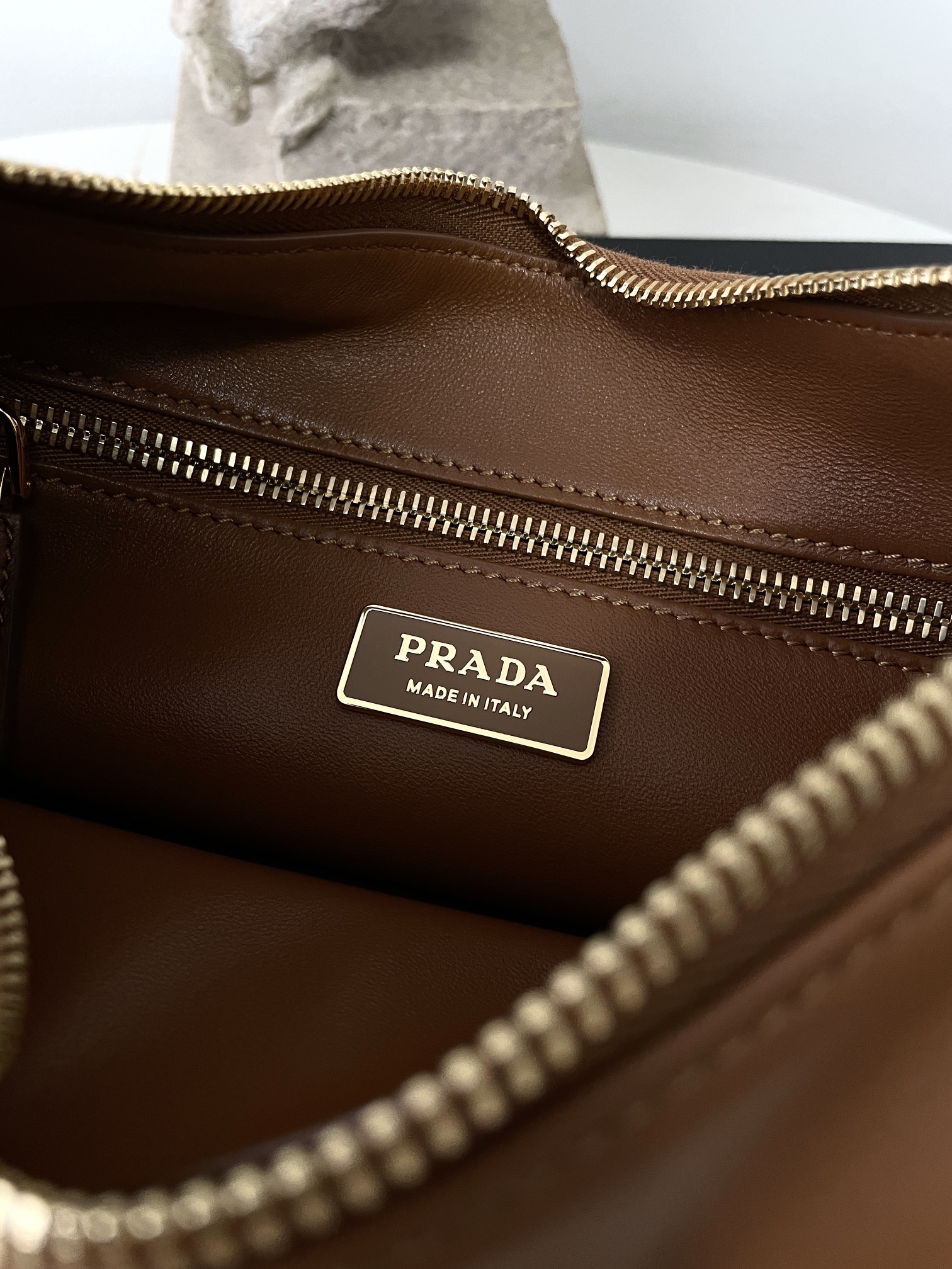 Bagsaaa Pra*a Aimée medium leather shoulder bag brown - 31*18*10cm