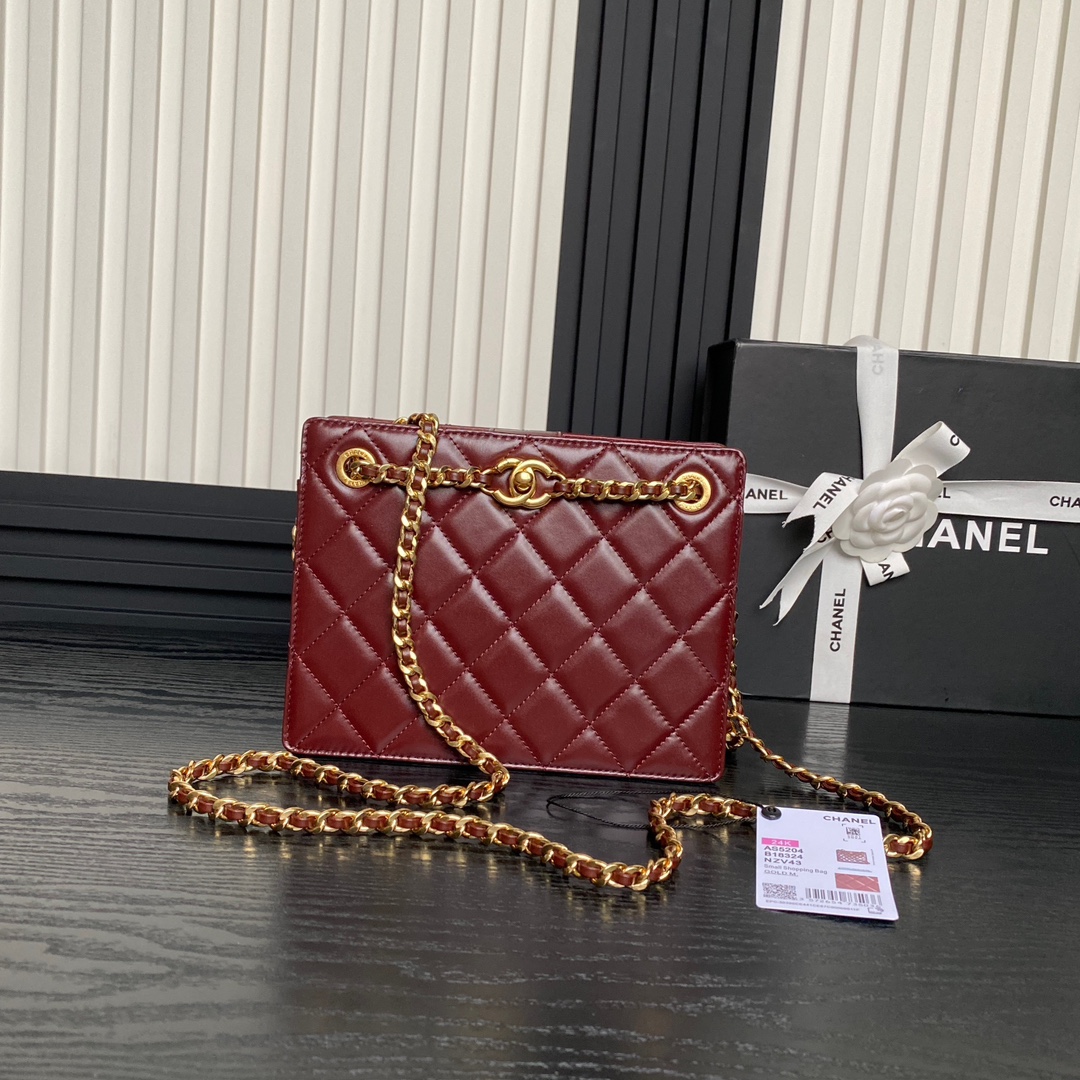 Bagsaaa Ch**el Small Tote AS5204 Dark Brown -16 x 21 x 7cm
