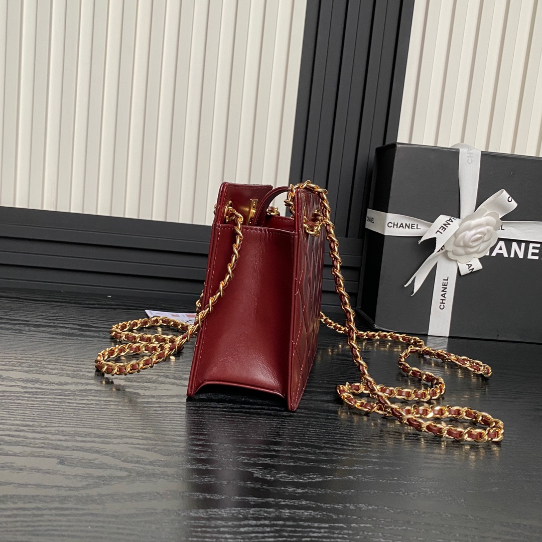 Bagsaaa Ch**el Small Tote AS5204 Dark Brown -16 x 21 x 7cm