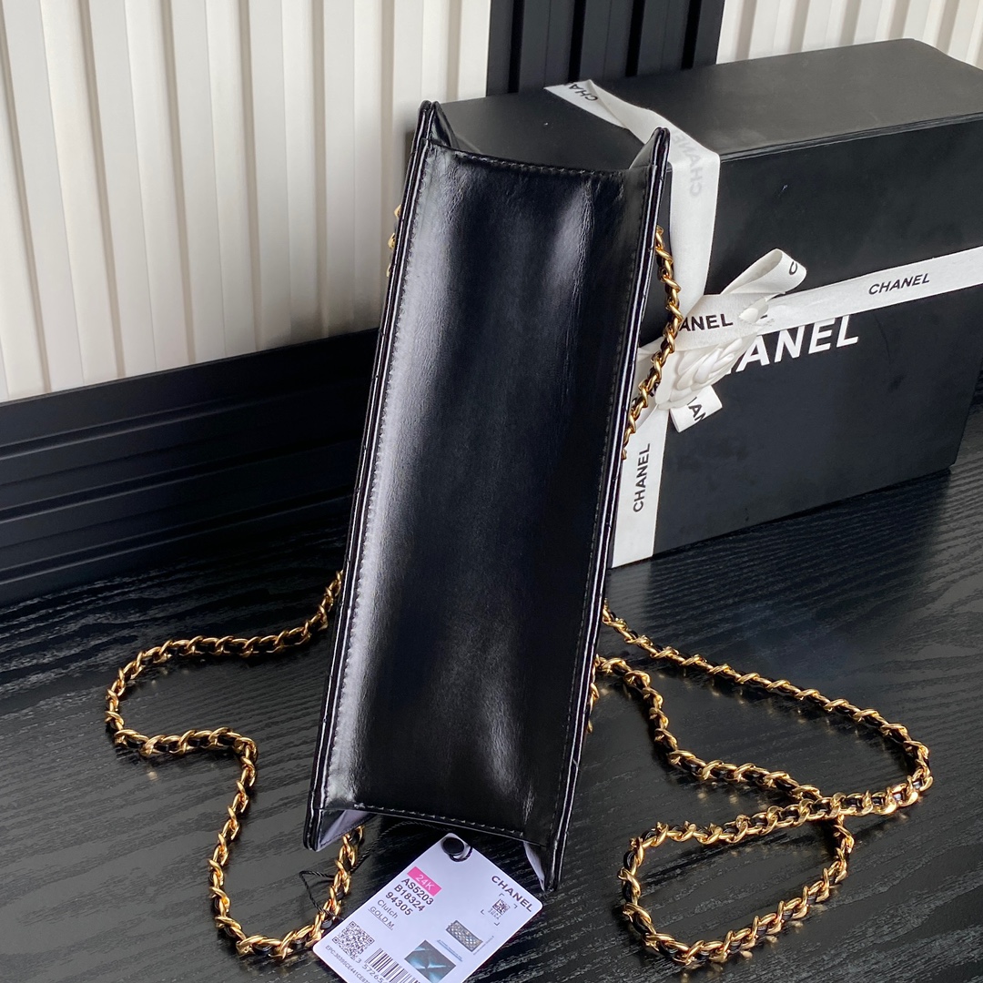 Bagsaaa Ch**el Clutch Black Lambskin AS5203 -13 x 27 x 7cm