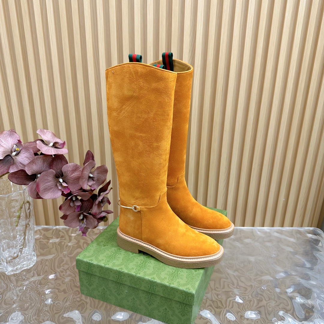 Bagsaaa Gvc*1 Women's slim Horsebit boot light brown suede