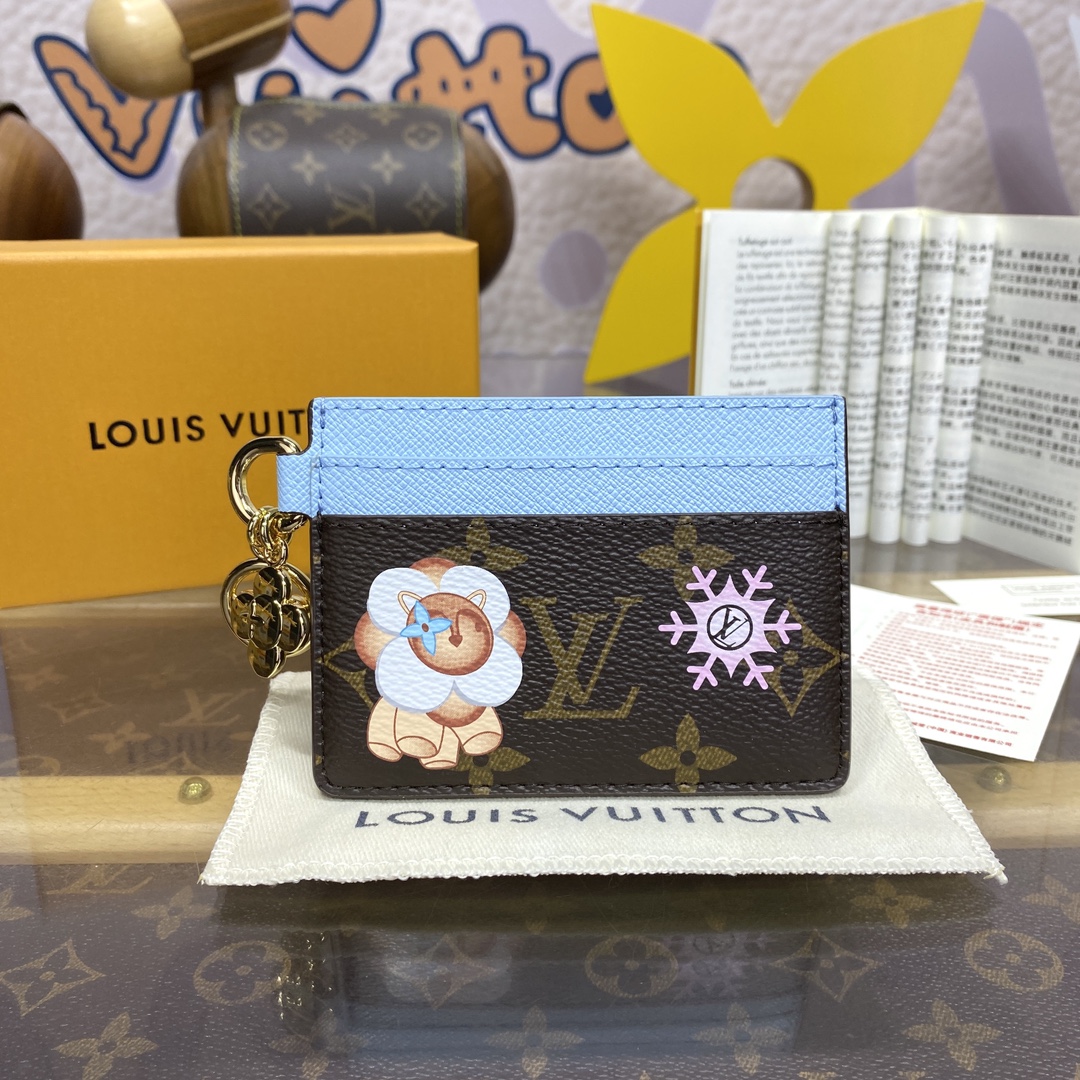 Bagsaaa L0vis Vvtt0n M12227 LV Charms Card Holder Blue - 10.2 x 7.3 x 0.3 cm