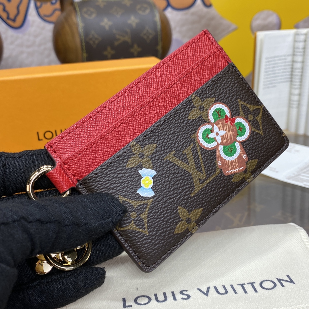 Bagsaaa L0vis Vvtt0n M12215 LV Charms Card Holder Red - 10.2 x 7.3 x 0.3 cm