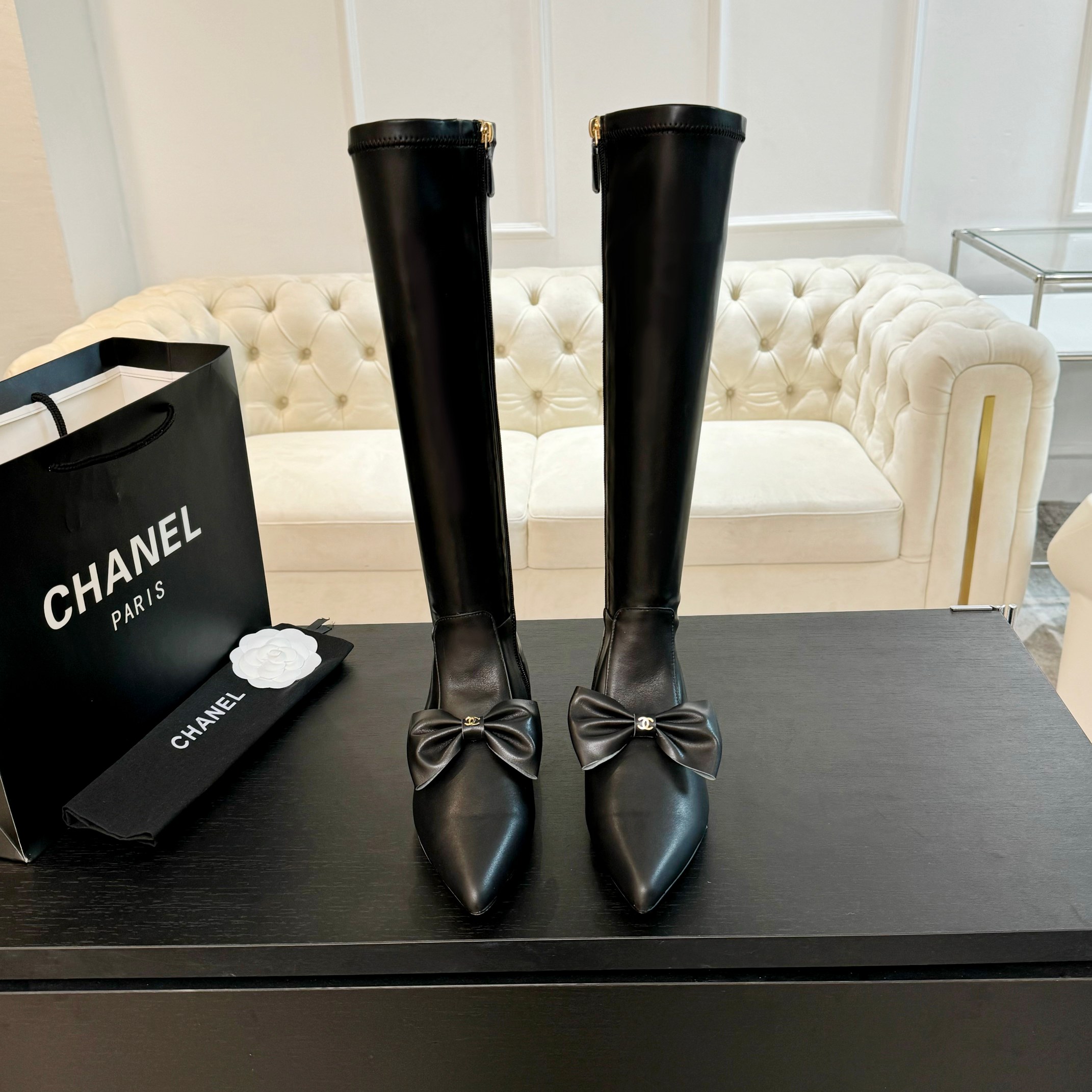 Bagsaaa Ch**el High Boots Black Lambskin G45911