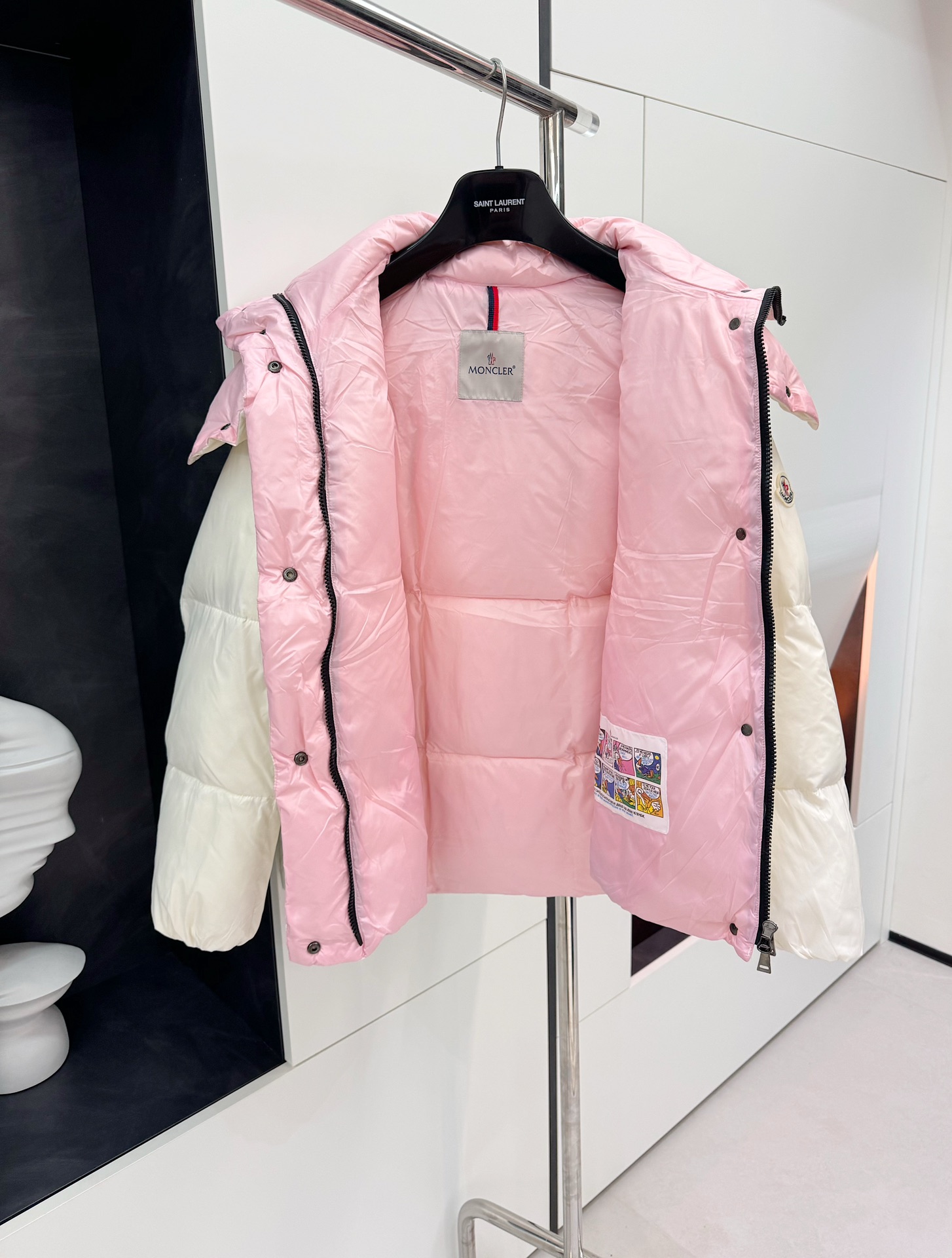 Bagsaaa Moncler Panara Puffer Jacket White & Pink
