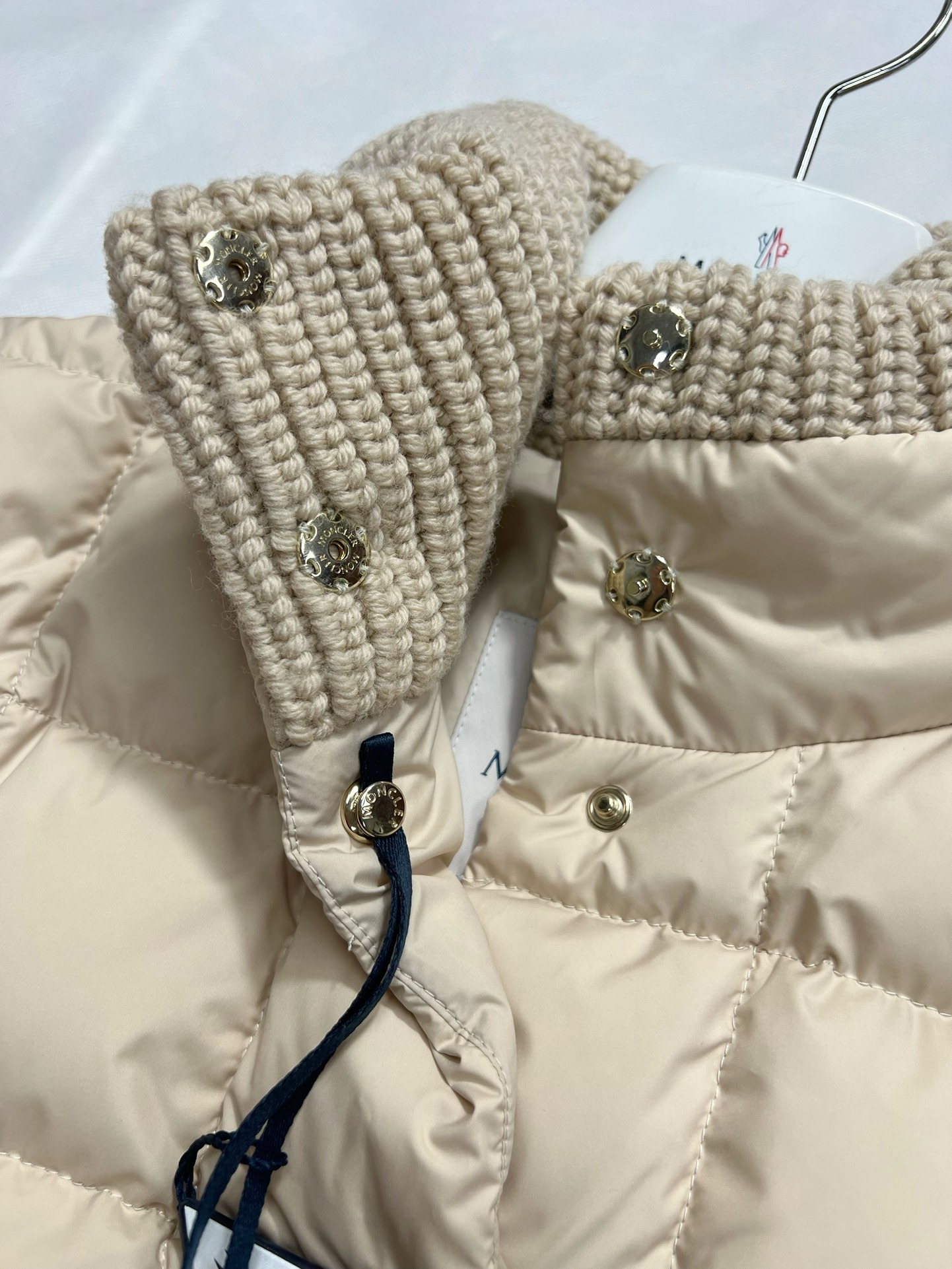 Bagsaaa Moncler Antigone Leather-Trimmed Short Down Jacket